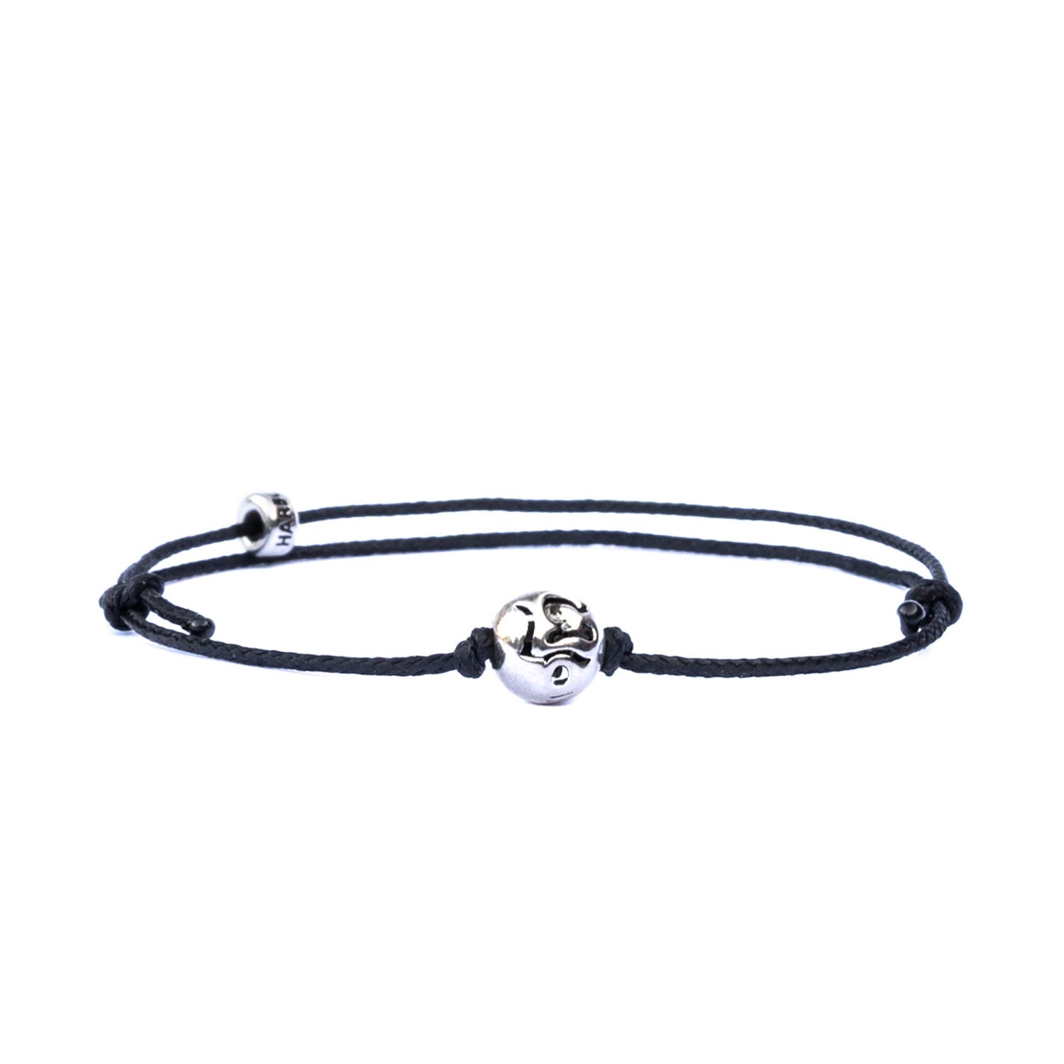 Yoga Minimal Black Cord & Silver Bracelet For Women - Black