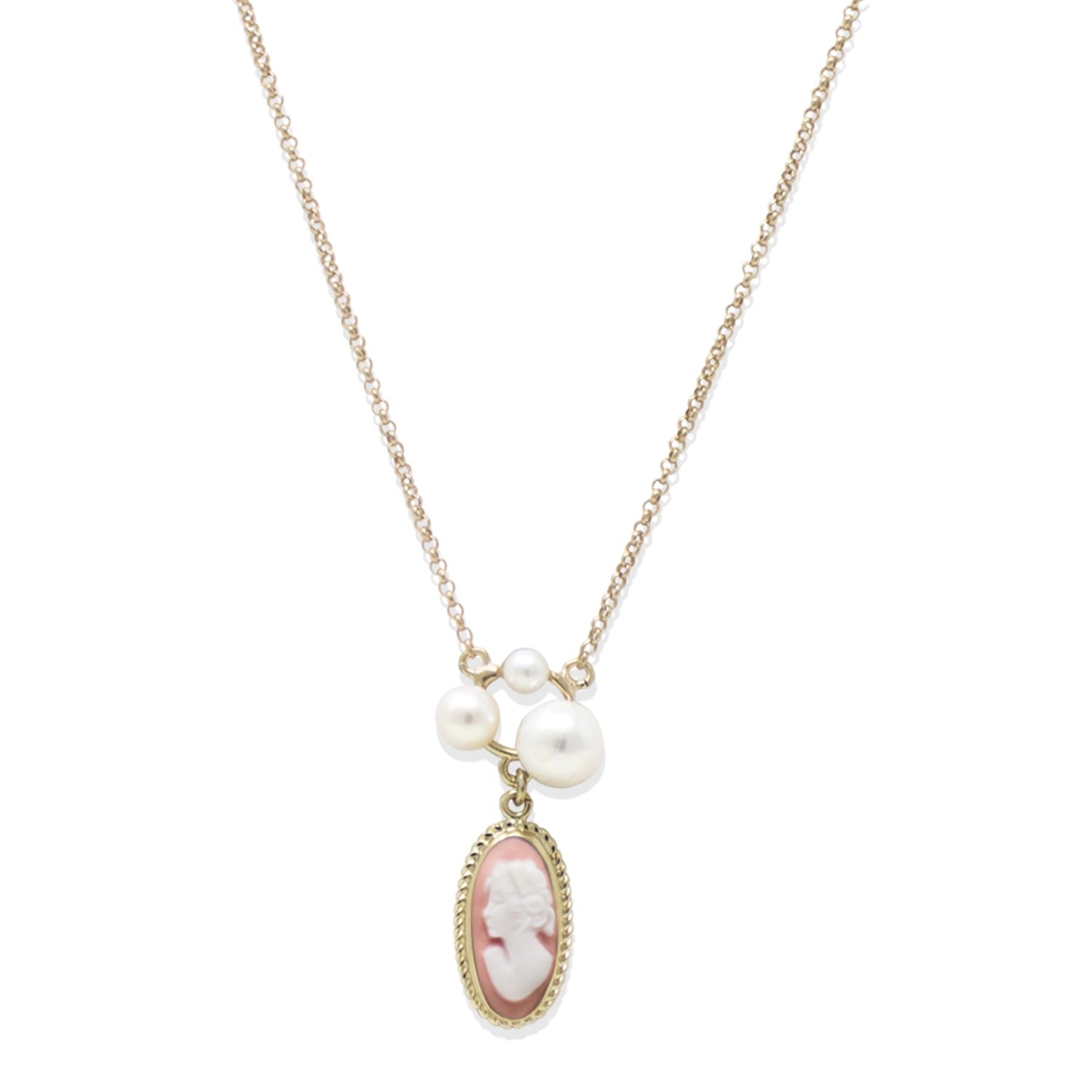 Lilith Gold-Plated Pink Cameo And Pearl Necklace