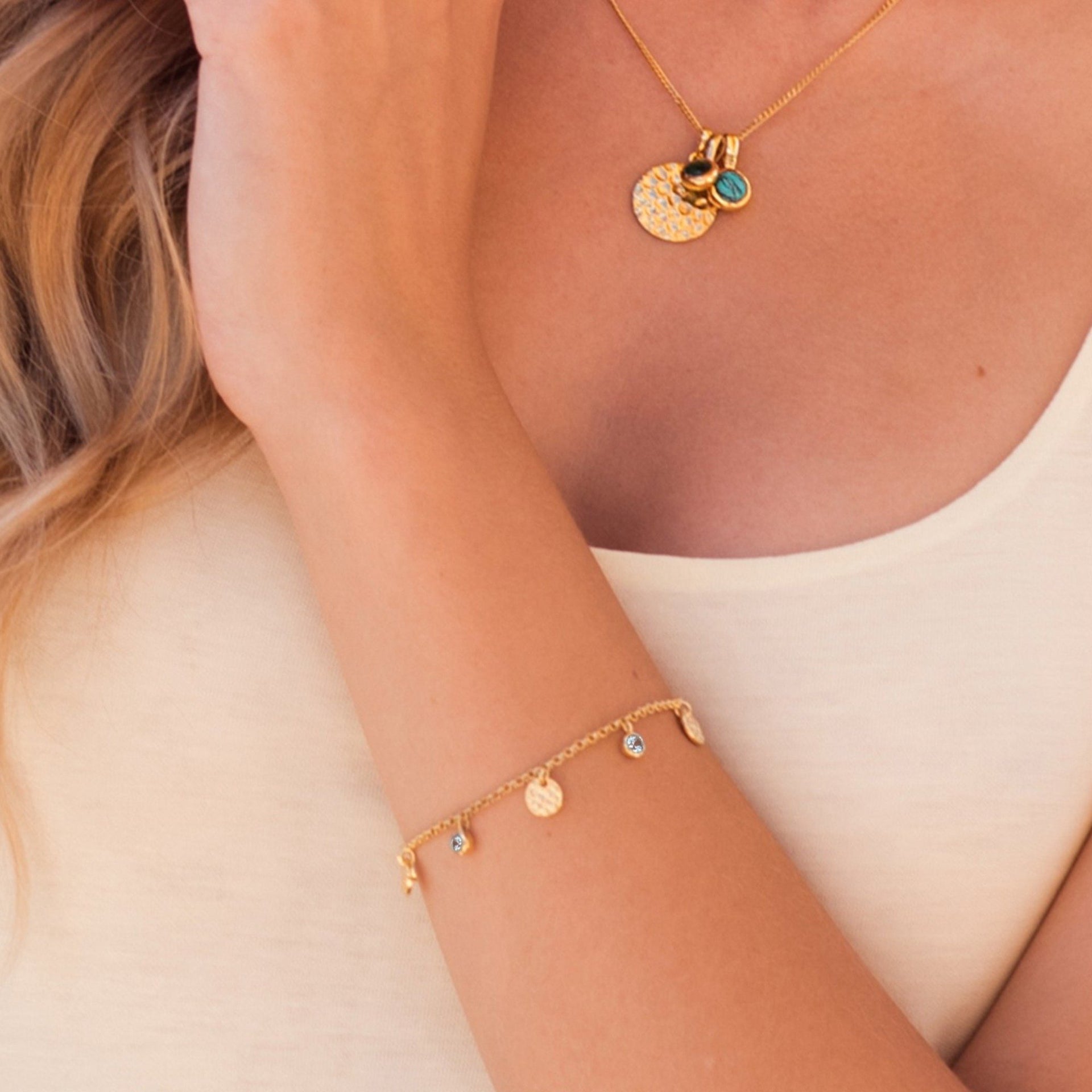 Lakshmi Gold Vermeil Bracelet - Blue Topaz