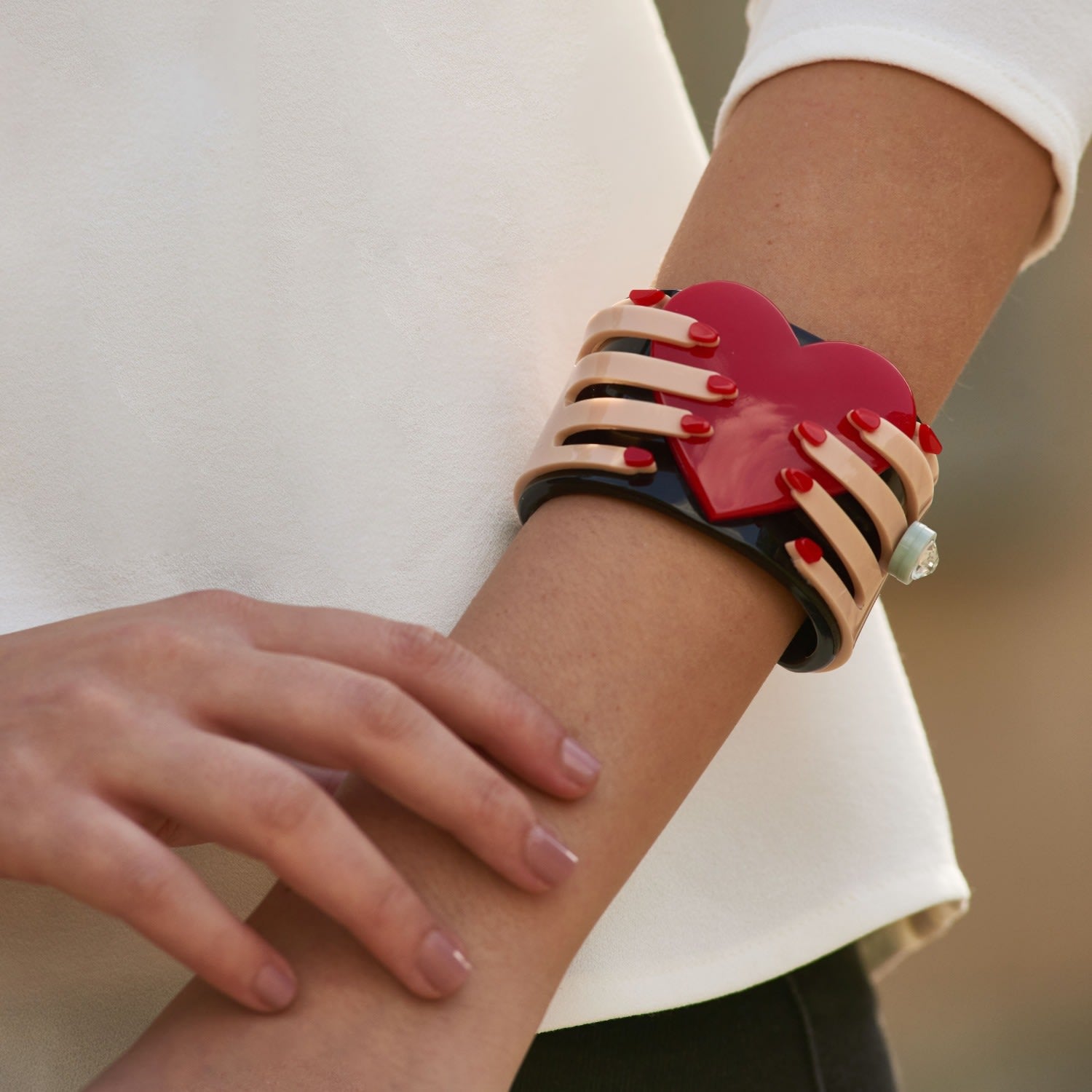 Acrylic Handmade Bracelet Hands & Heart