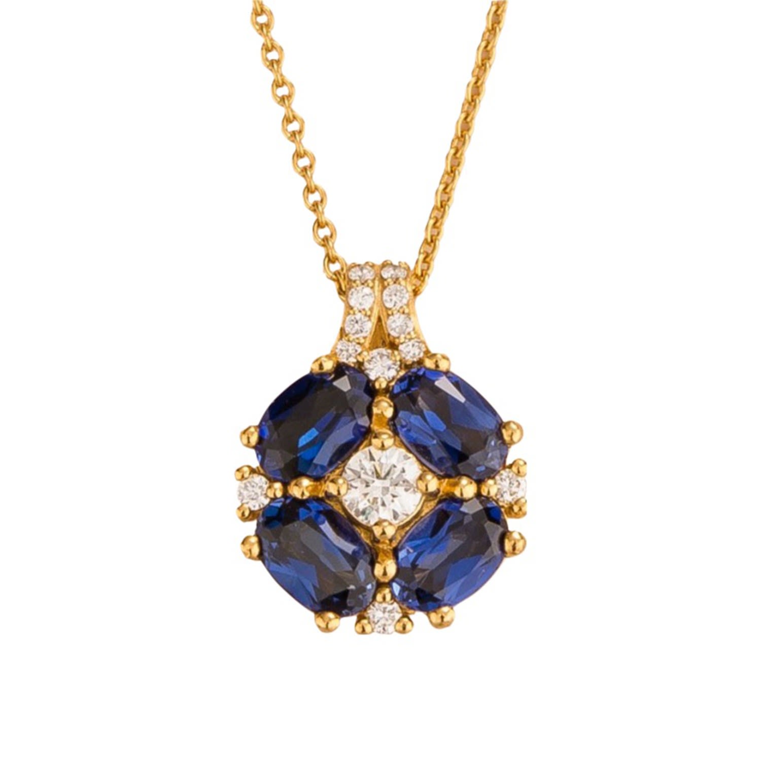 Pristi Gold Necklace Blue Sapphires & Diamonds