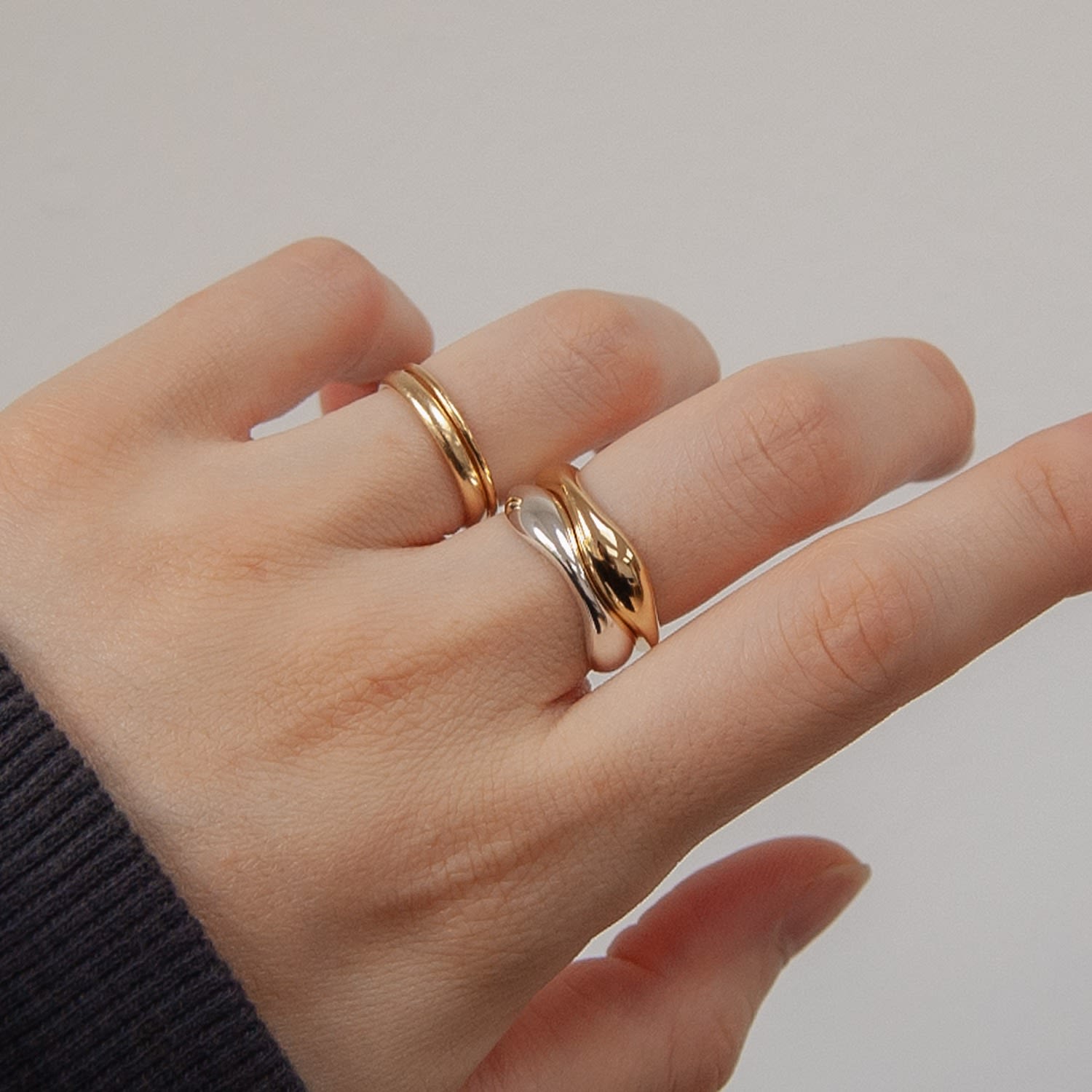 Silver Symmetry Stackable Wave Ring