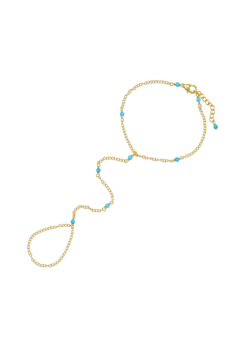Josie Turquoise & Gold Hand Chain