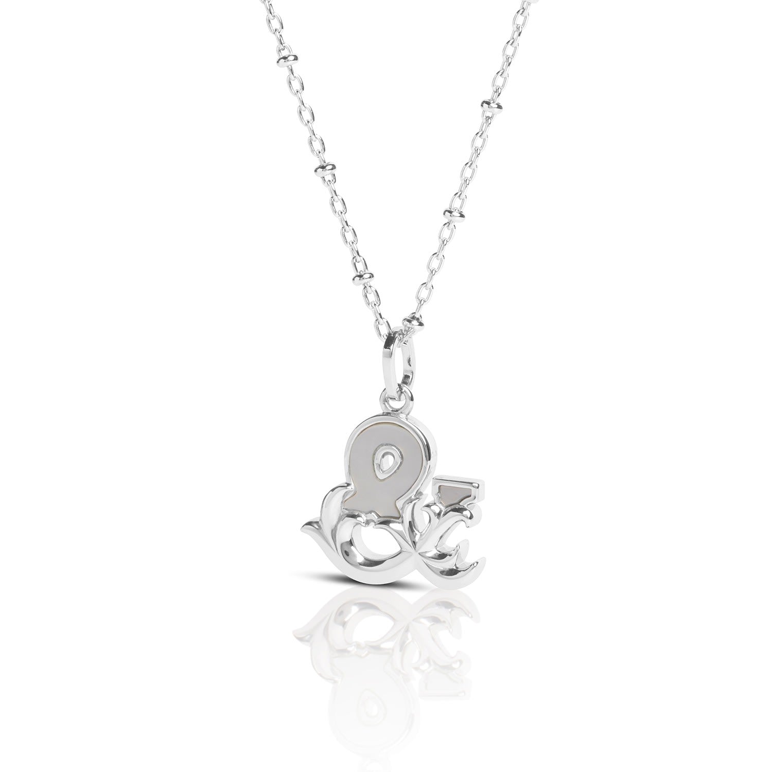 Solid Silver & Initial Necklace With Mother Of Pearl