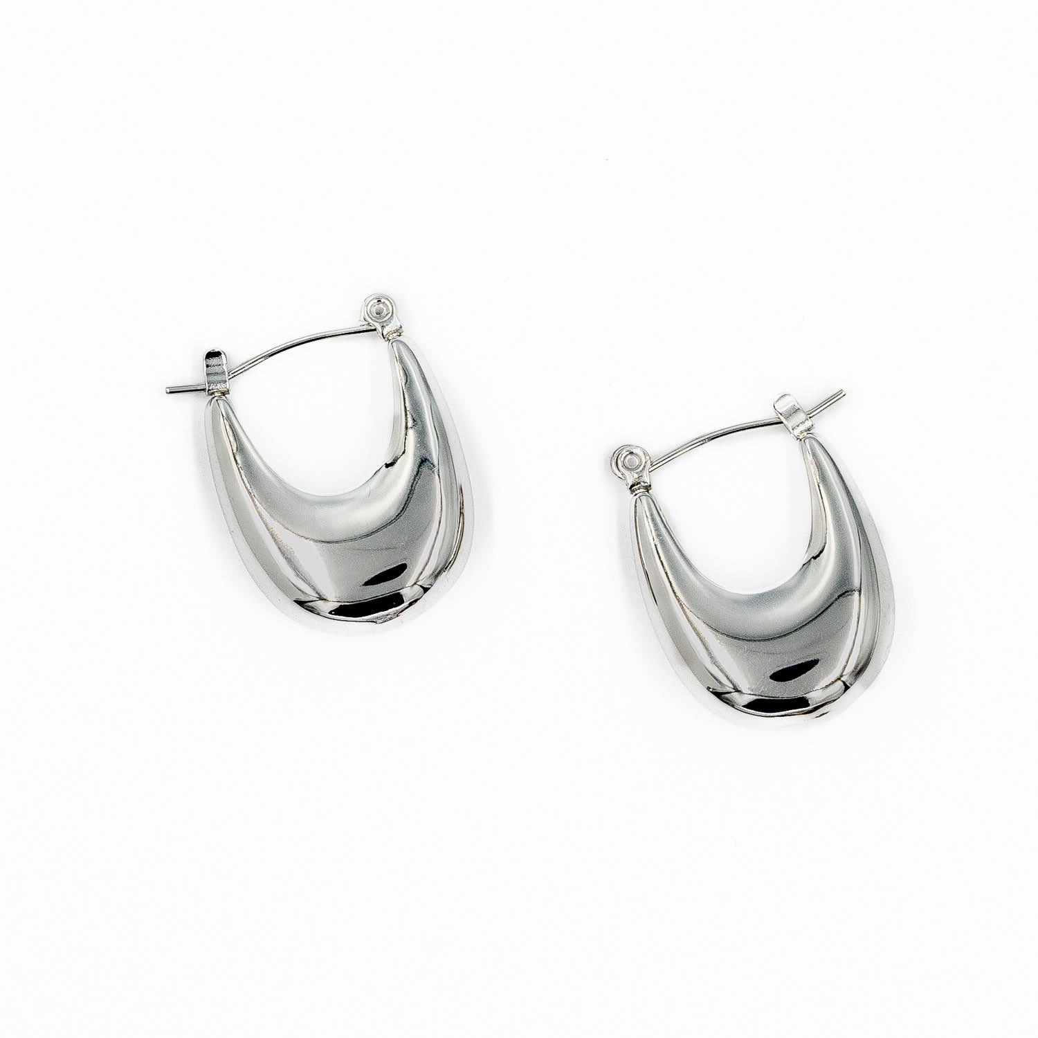 Silver Curve Drop Earrings