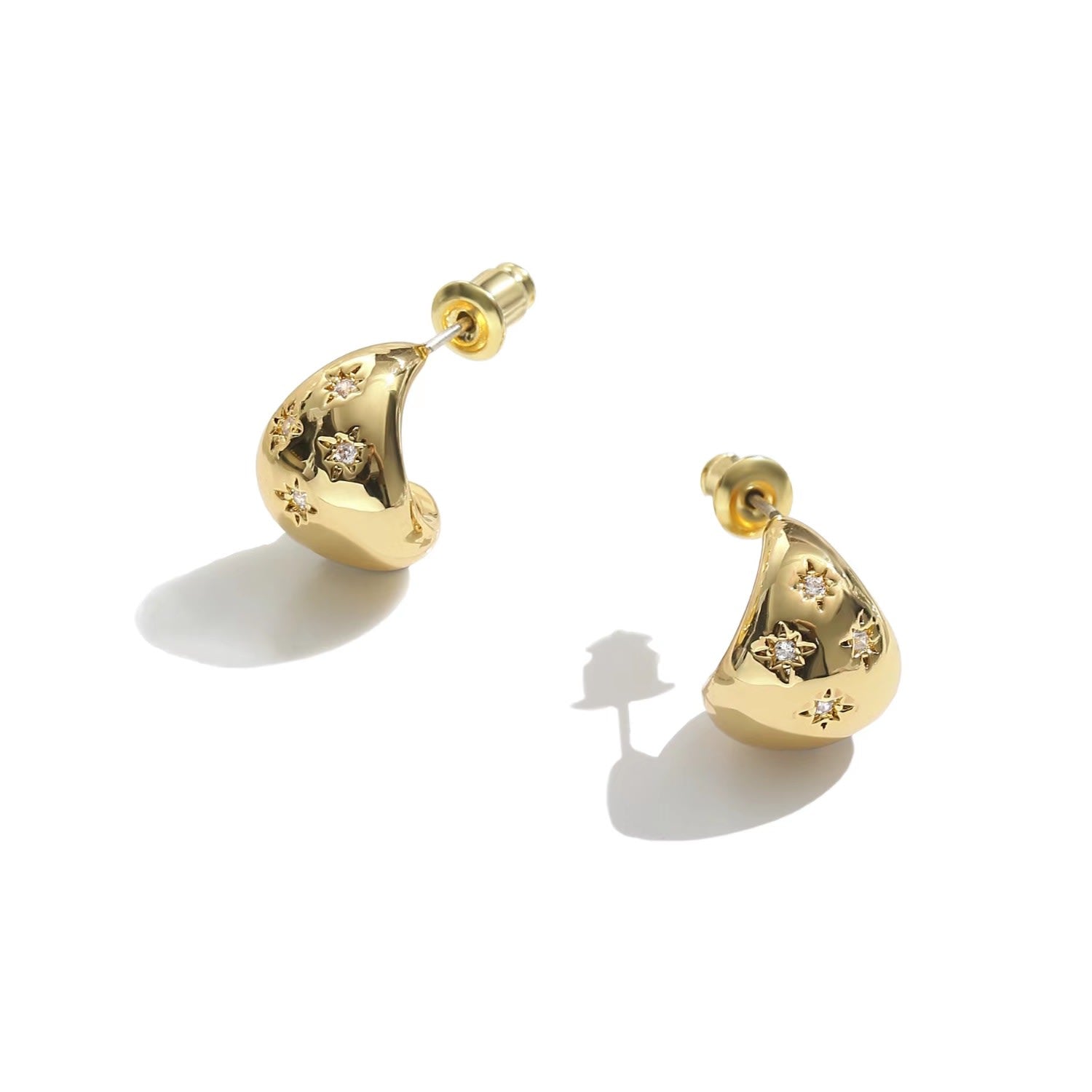 Sparkling Star Drop Shape Studs