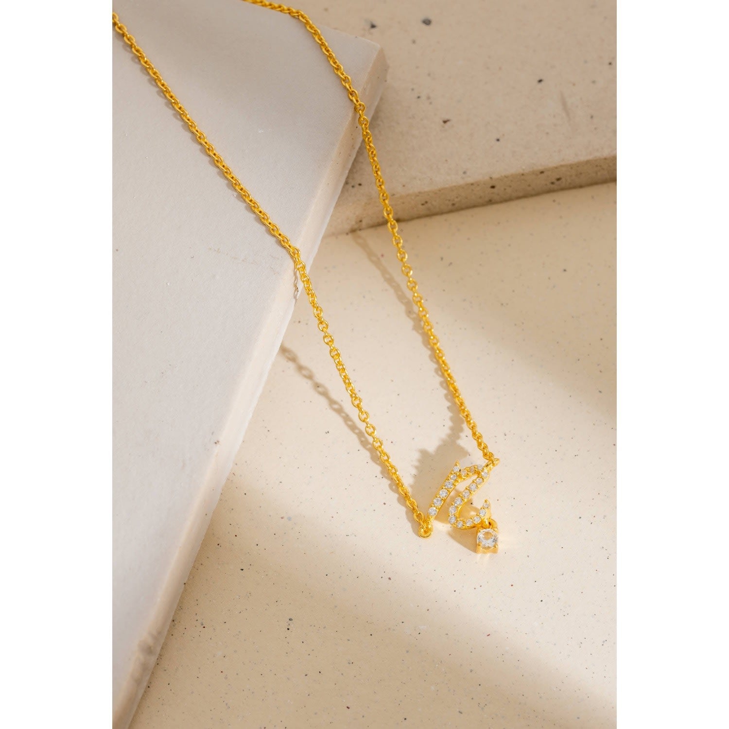 Zircon N Initial Necklace