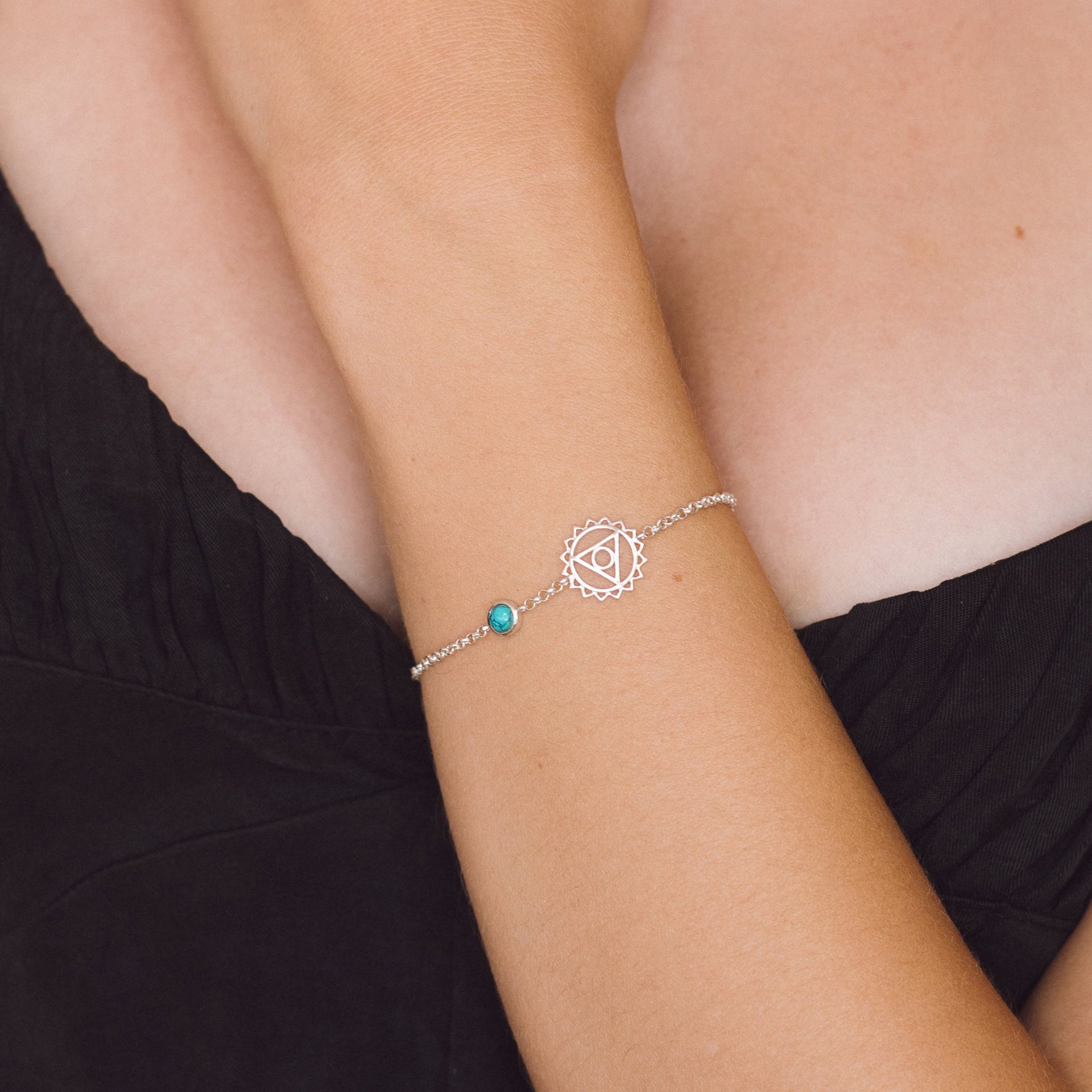 Throat Chakra Silver Bracelet - Turquoise