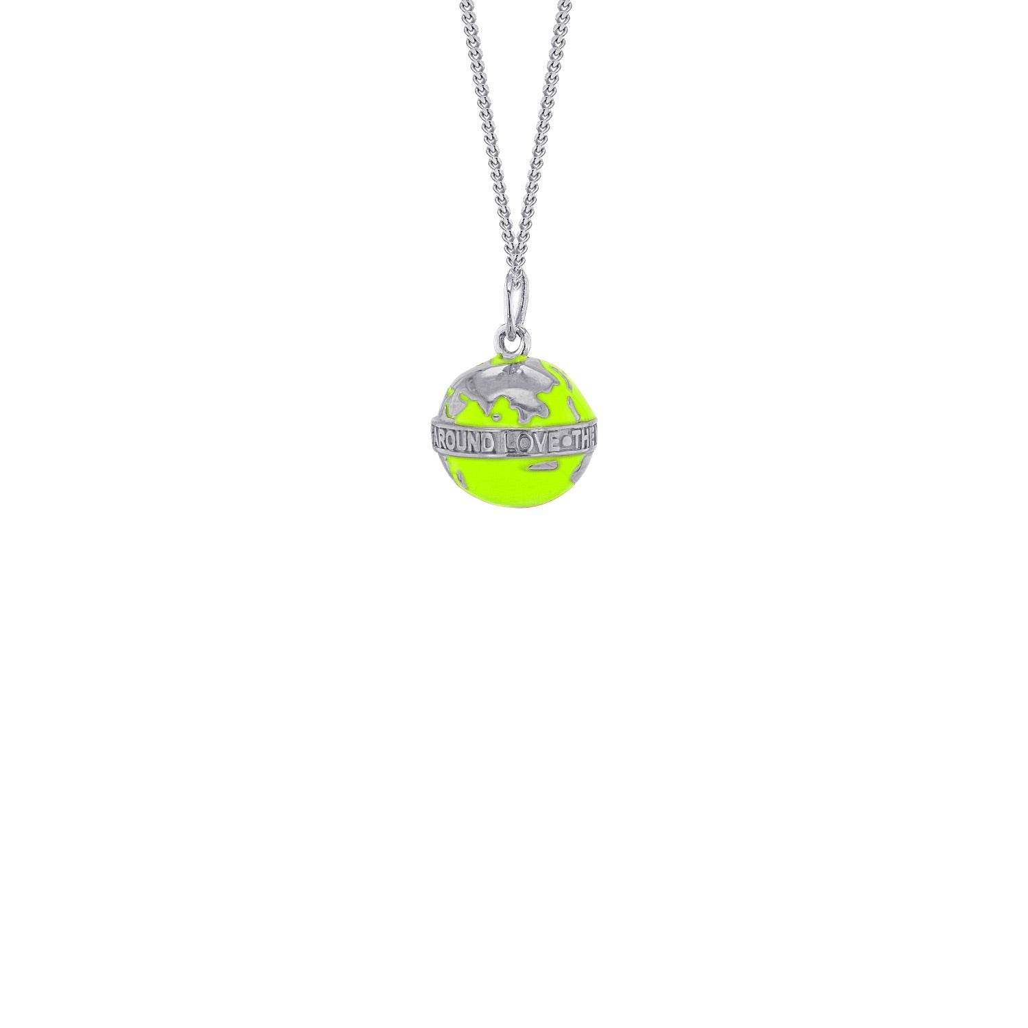 Neon Lime Green & Sterling Silver Mini Globe Pendant