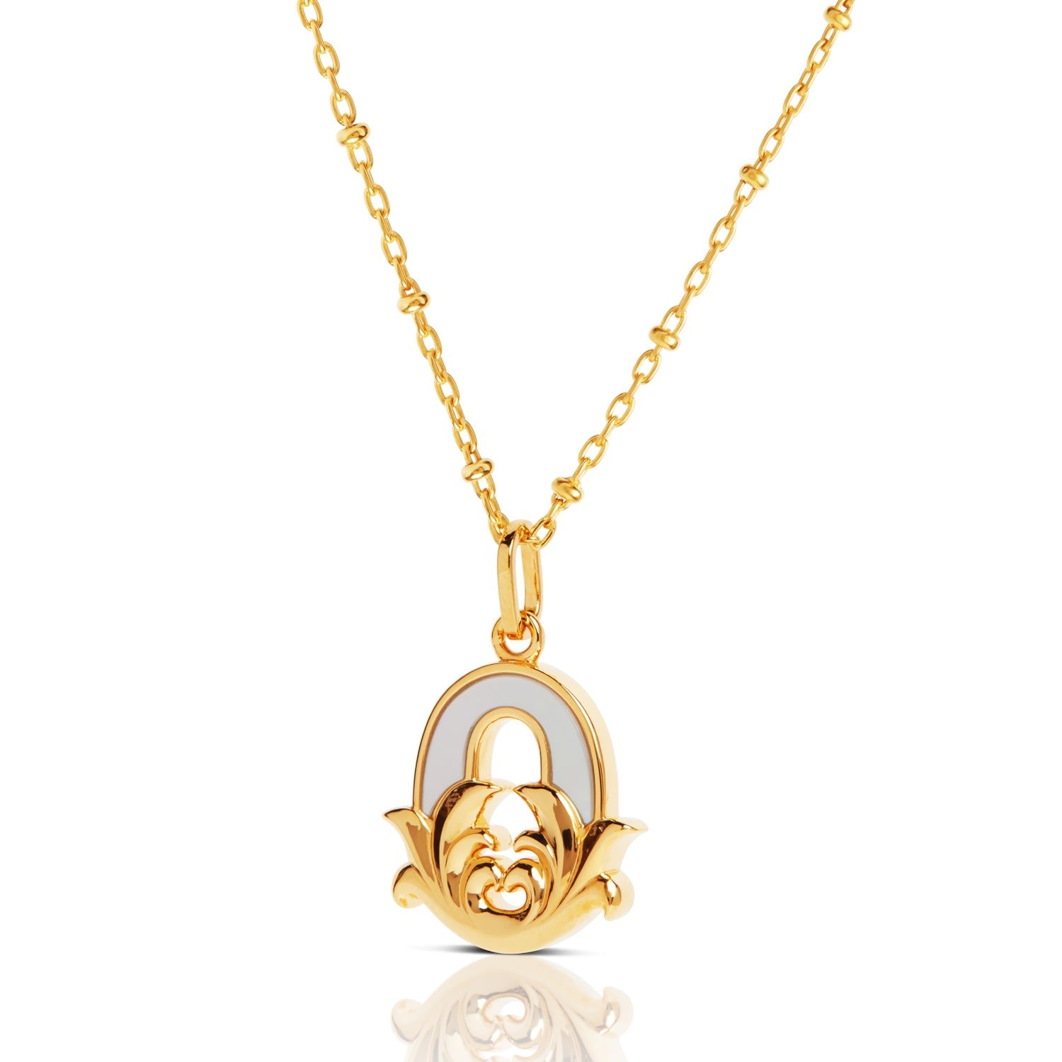 Gold Plated O Initial Necklace With Mother Of Pearl