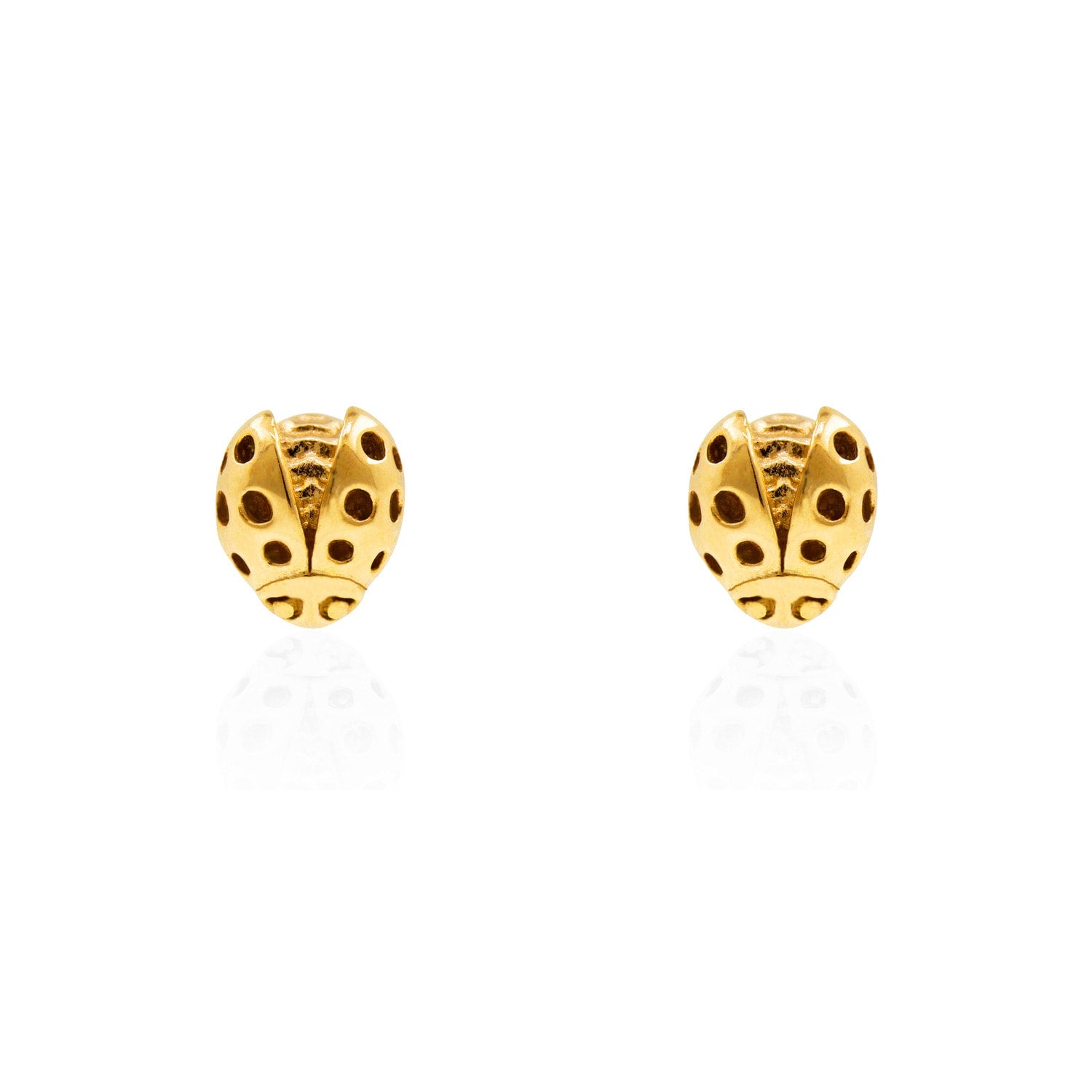 Ladybird Earrings - Gold - Wings Open