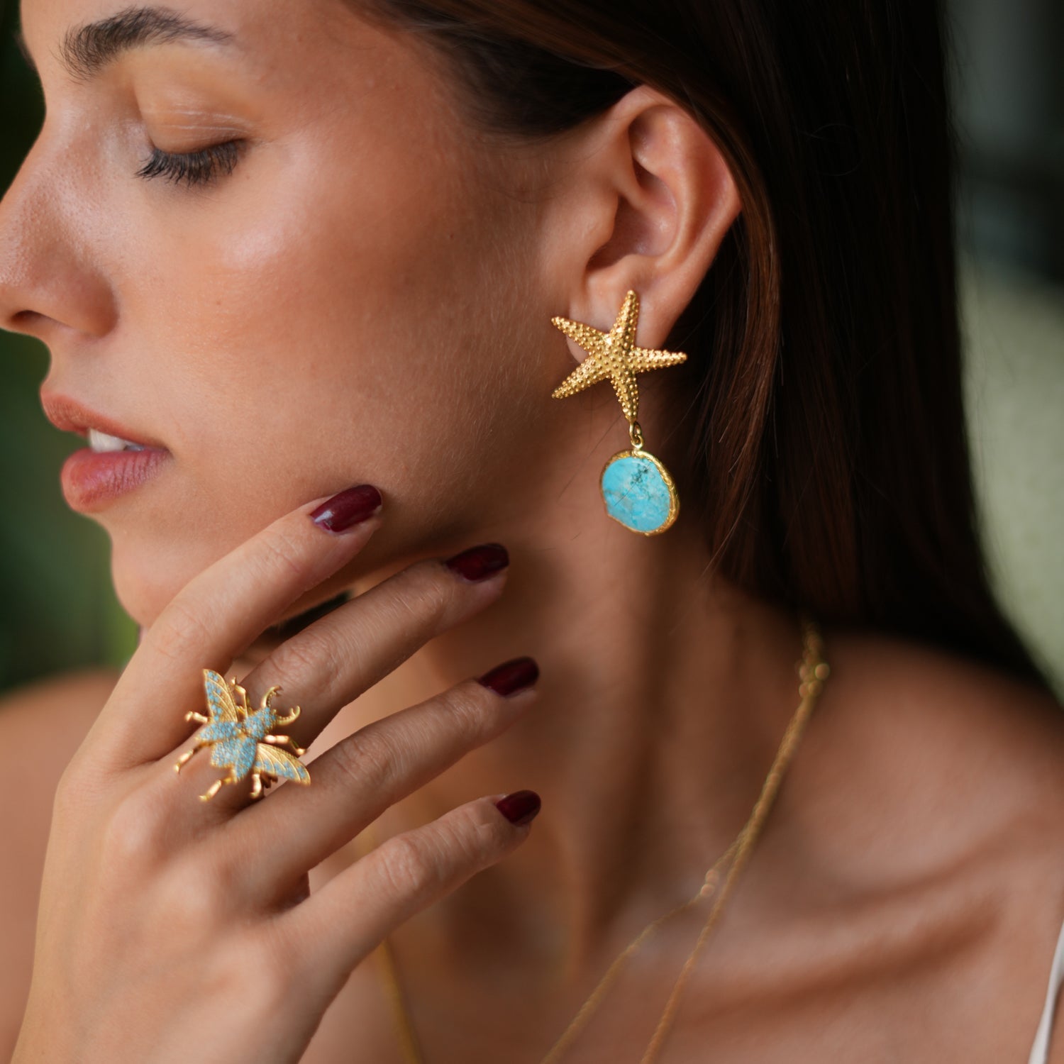 Queen Bee Turquoise & Gold Chunky Ring - Turquoise