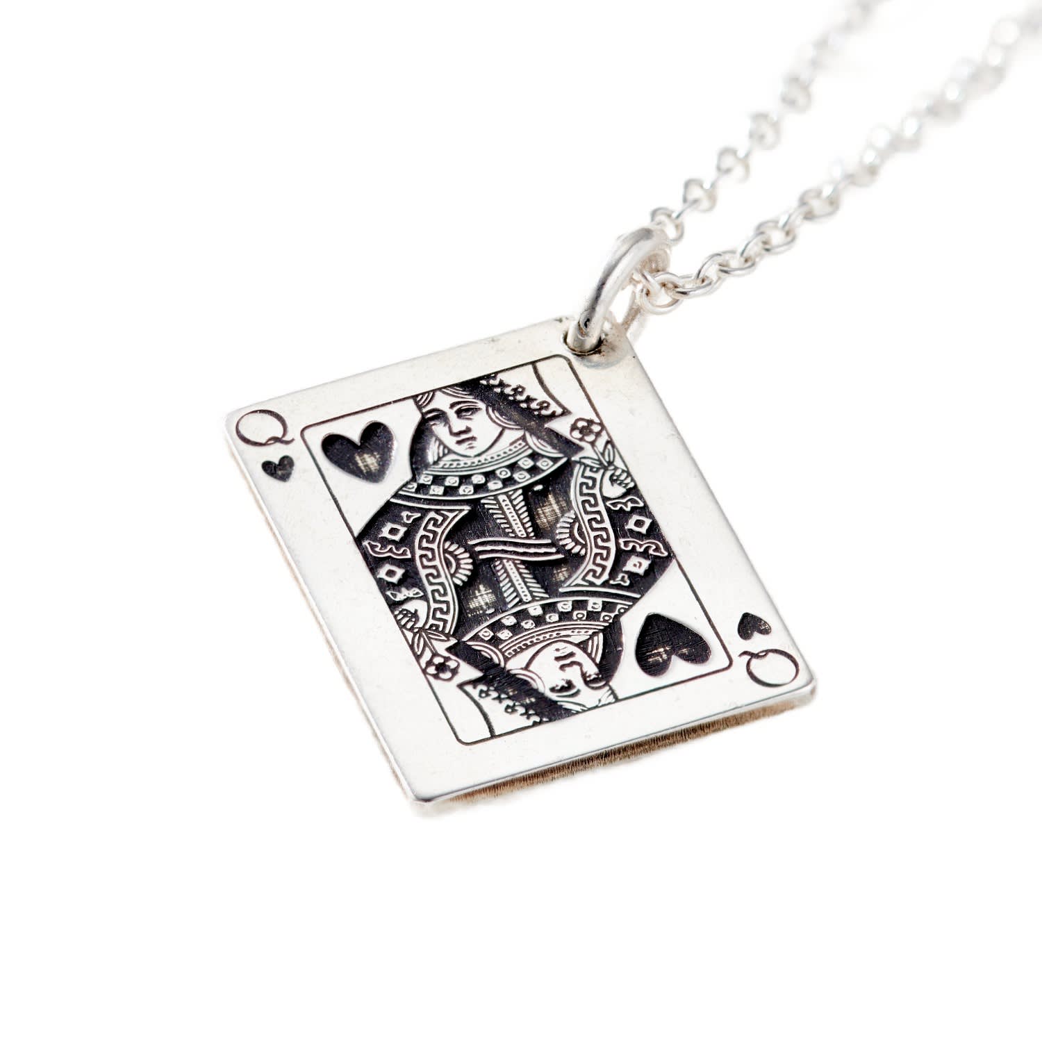 Queen Of Hearts Playing Card Charm Necklace