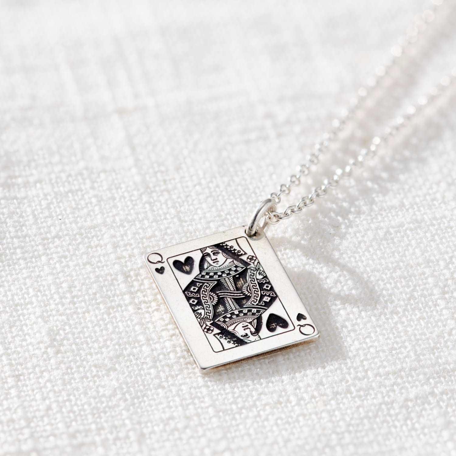 Queen Of Hearts Playing Card Charm Necklace