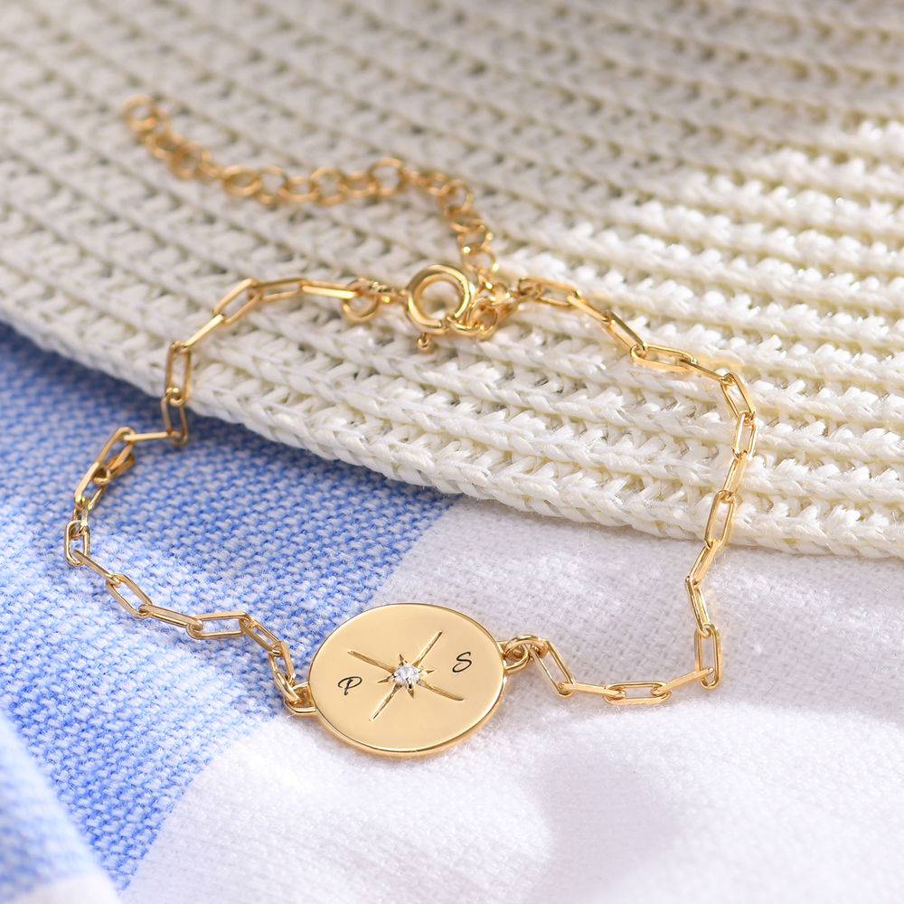 Queens Compass Bracelet with Cubic Zirconia in 18K Gold Plating