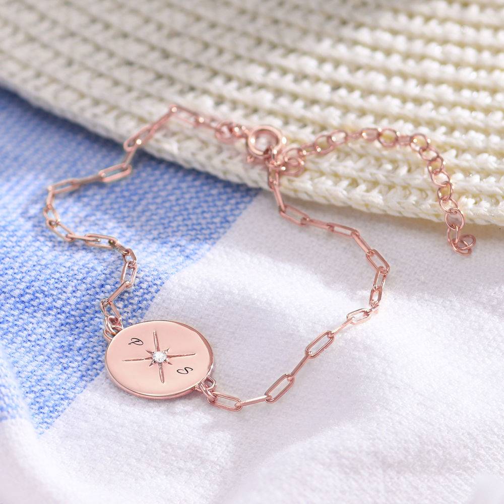 Queens Compass Bracelet with Cubic Zirconia in 18K Rose Gold Plating