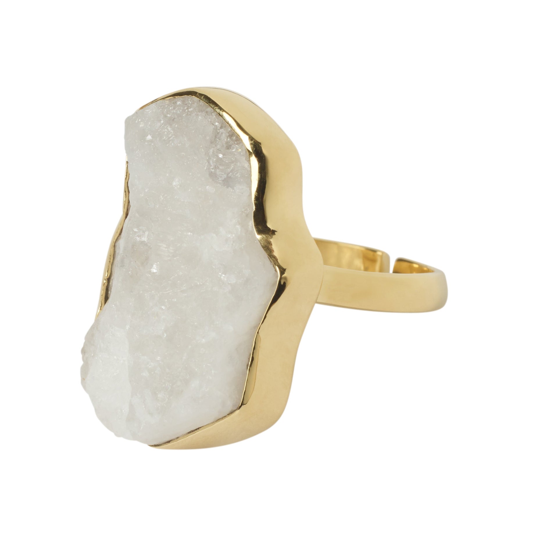 Quiet Luxury Irregular Rainbow Moonstone Adjustable Gold Ring