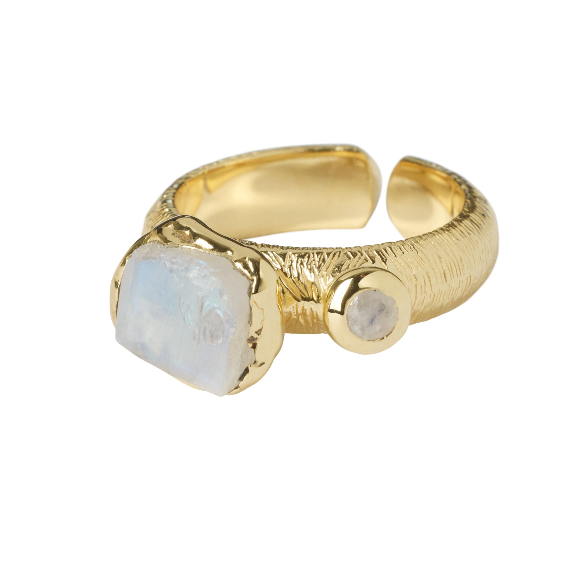 Quiet Luxury Rainbow Moonstone Adjustable Sister Ring