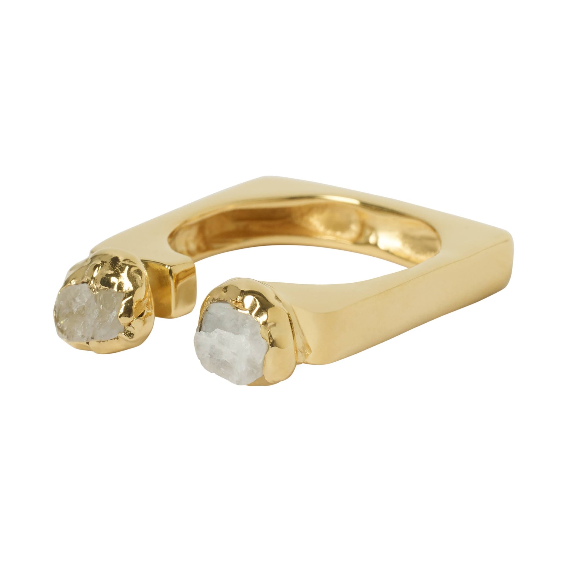 Quiet Luxury Rainbow Moonstone Adjustable Square Ring