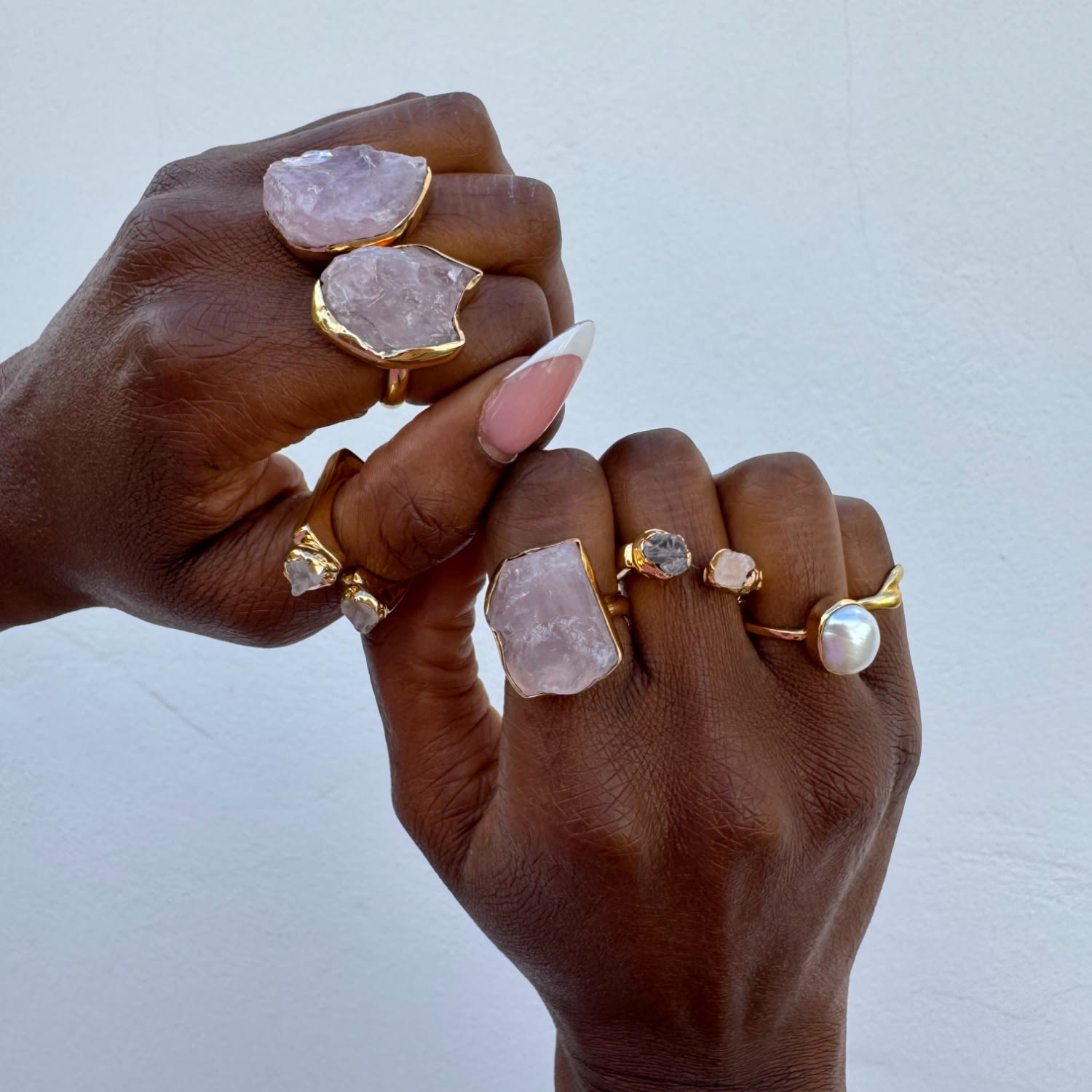 Quiet Luxury Rose Quartz Adjustable Square Ring