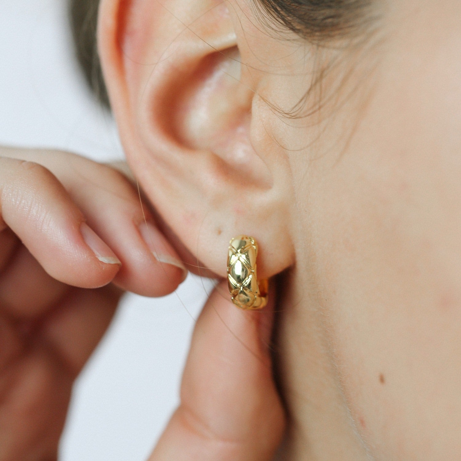 Quilted Huggie Hoop Earrings