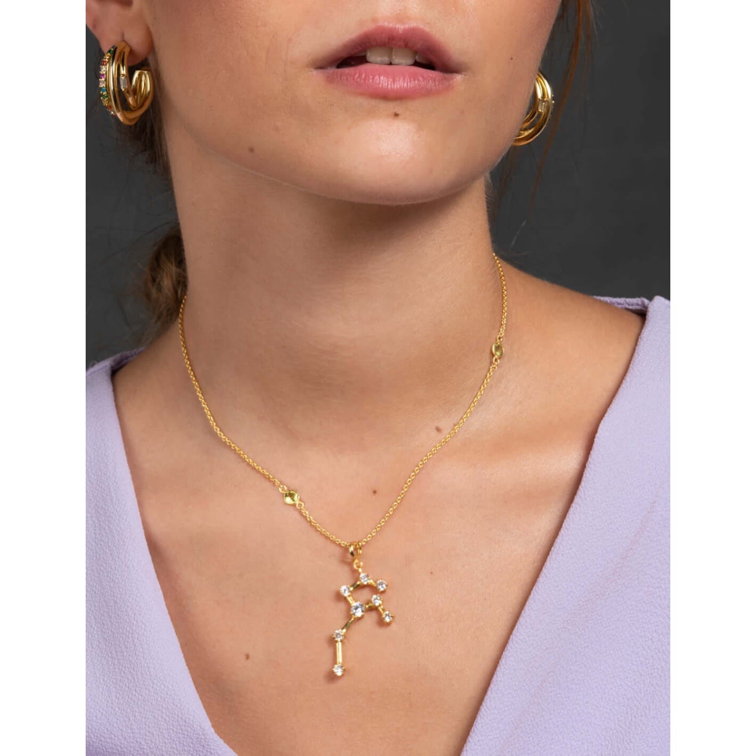 Zodiac Horoscope Sign Leo Constellation Necklace Gold