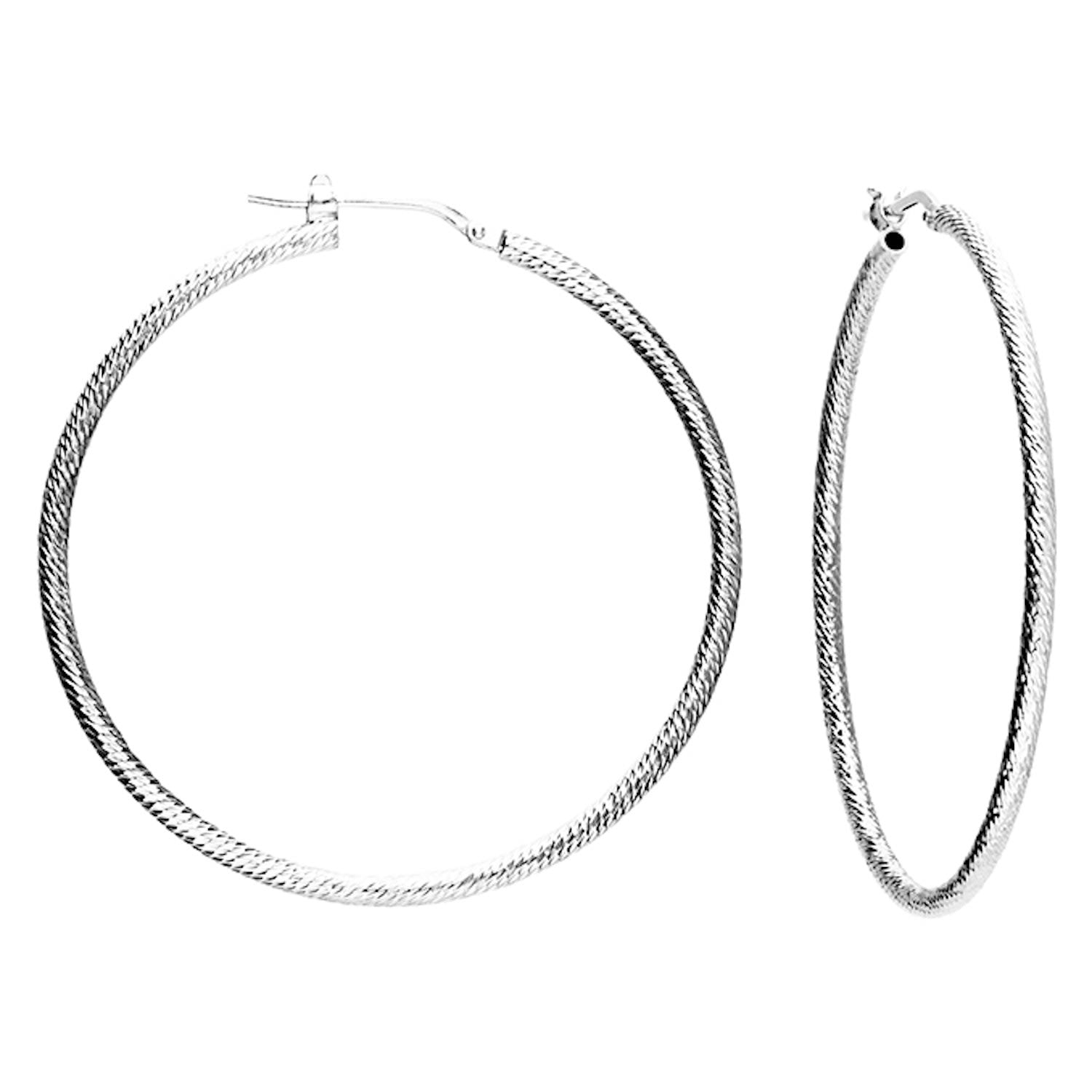 Silver Large Round Hoops