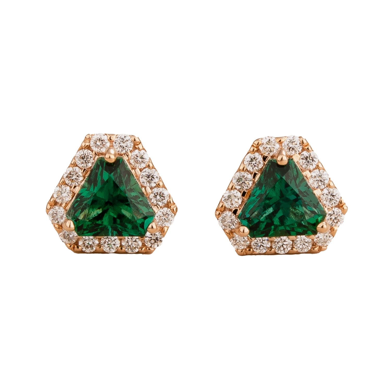 Diana Rose Gold Earrings Emeralds & Diamonds