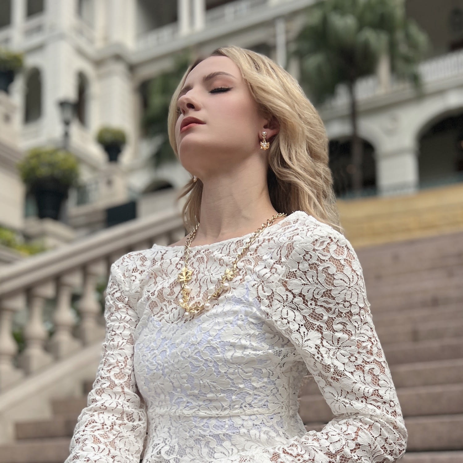 Maple Leaves With Freshwater Pearls Pendant Statement Necklace