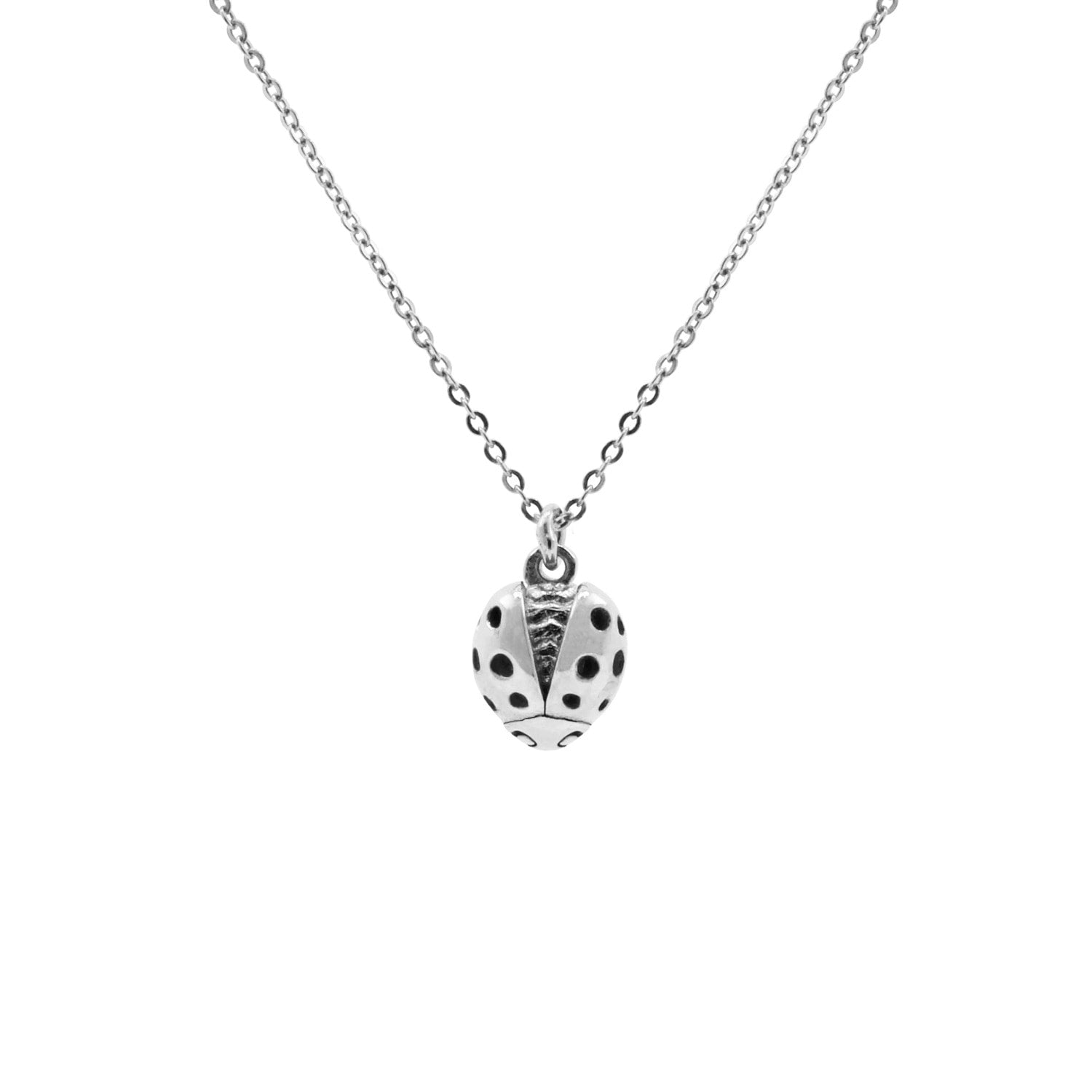 Ladybird Necklace – Silver -Wings Open