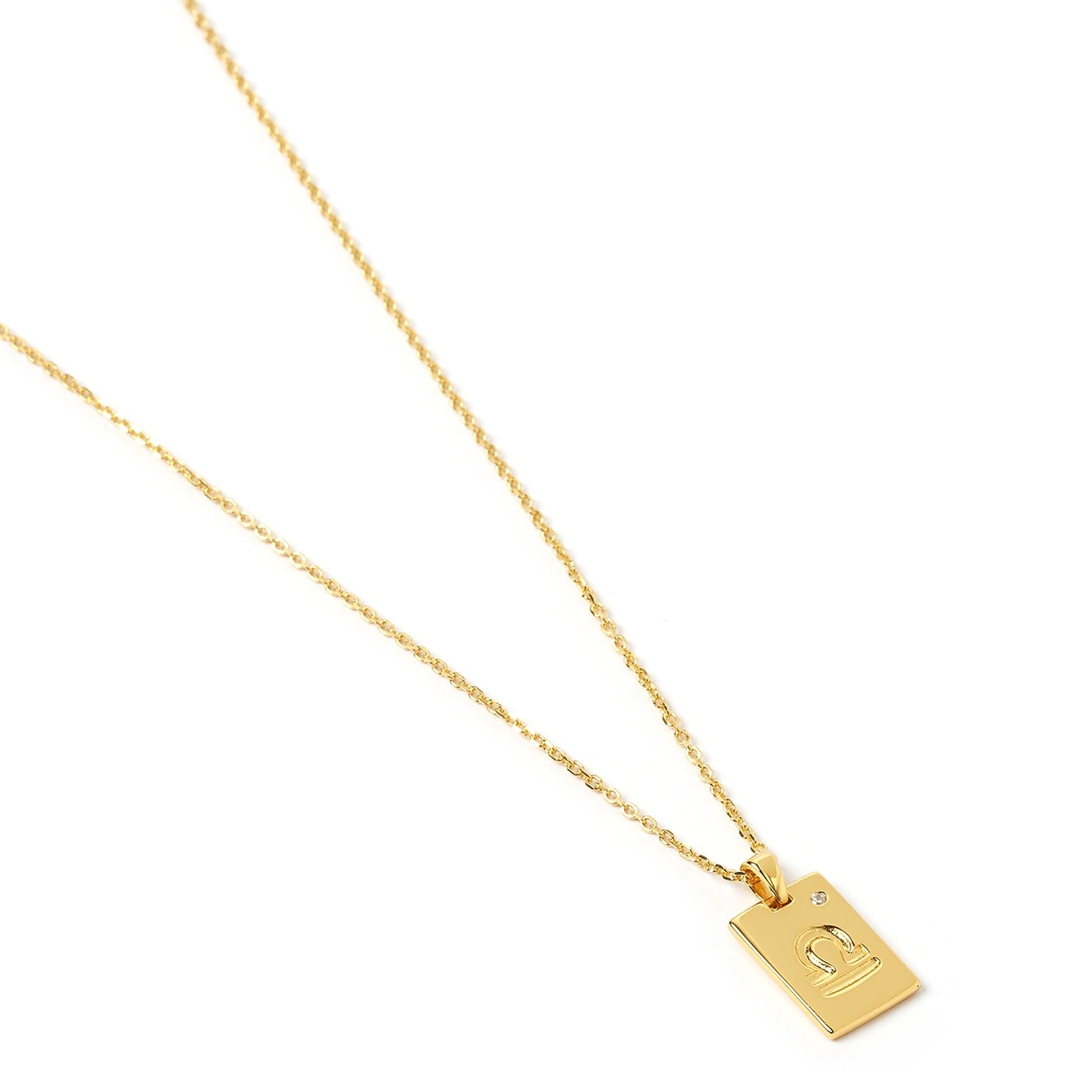 Libra Zodiac Gold Tag Necklace