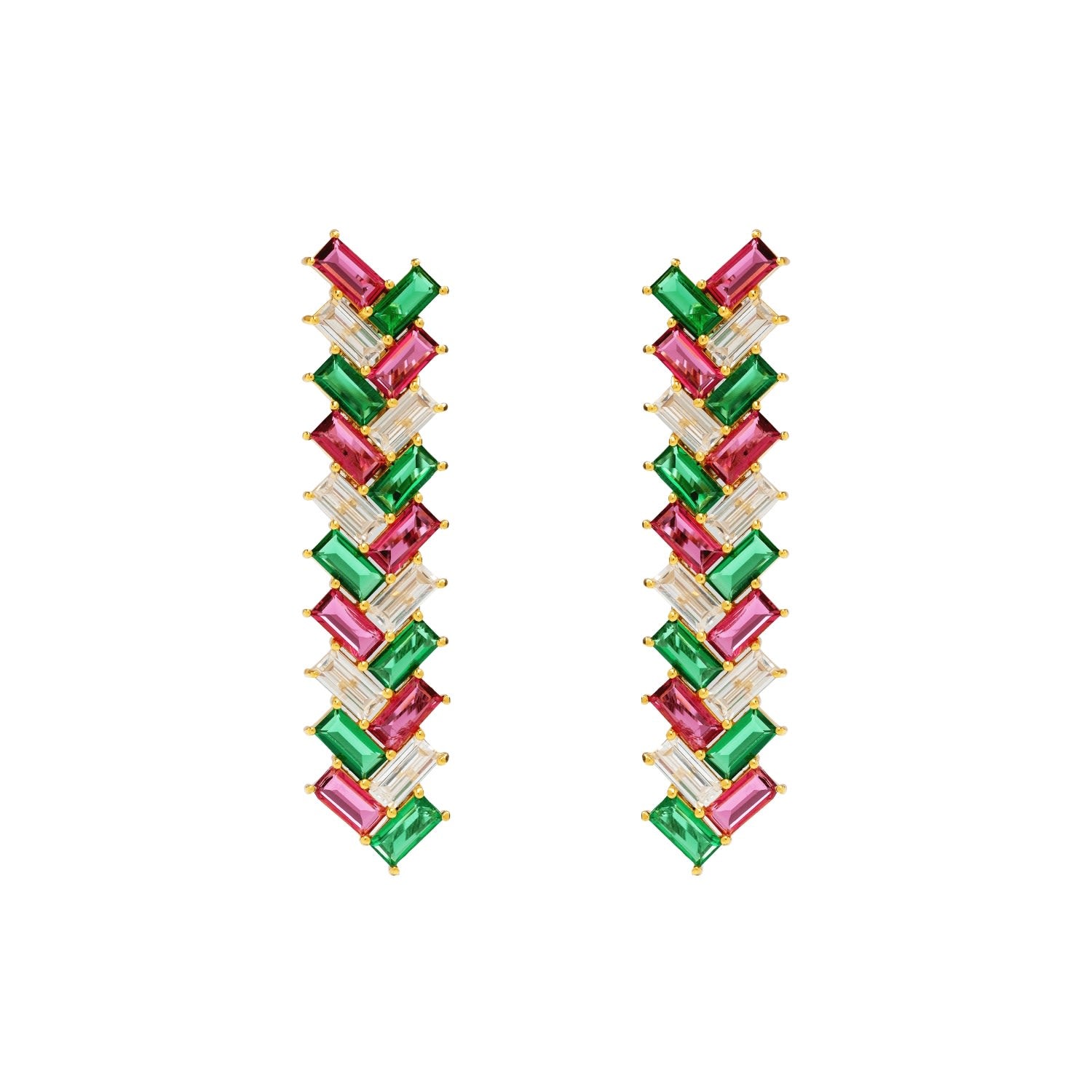 Fuchsia And Green Metropolis Earrings