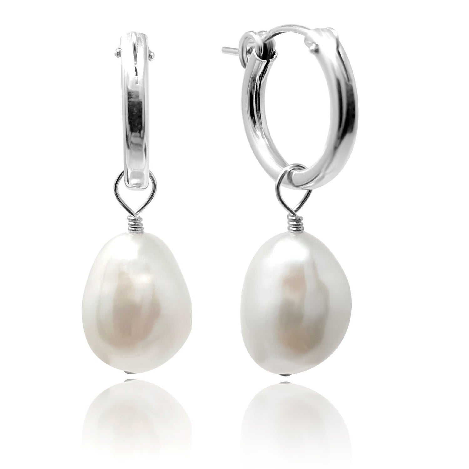 Sia Sterling Silver Baroque Pearl Hoop Earrings