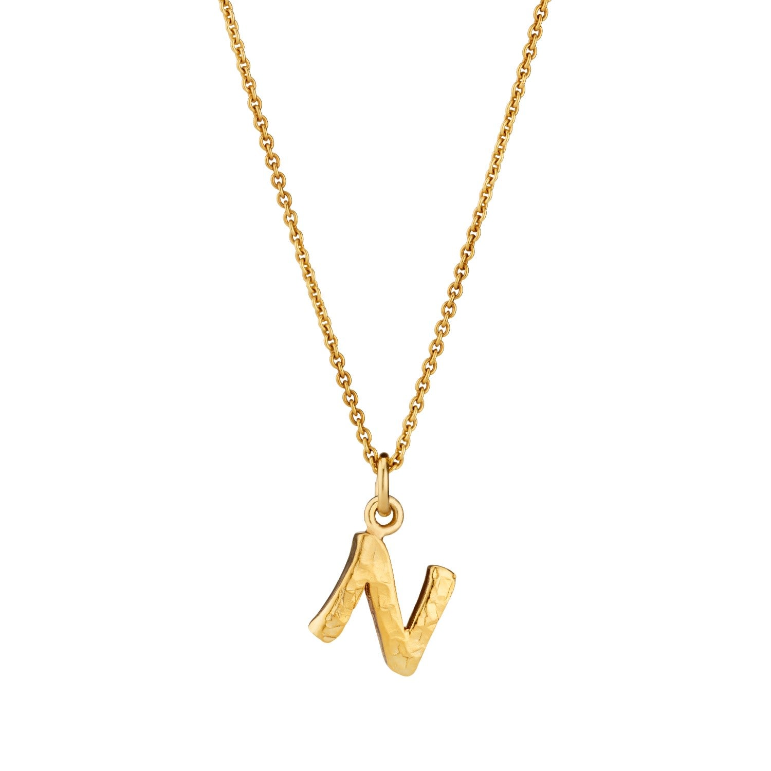 Yellow Gold Plated Textured Initial Letter Necklace