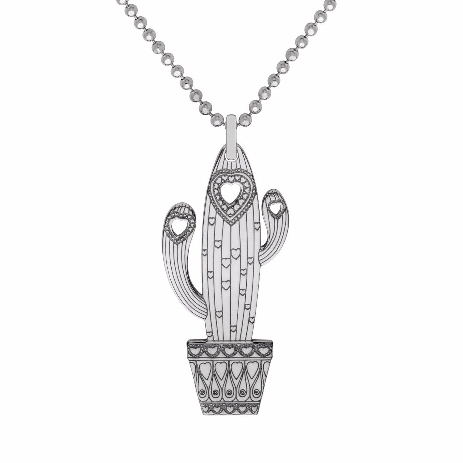 Medium Silver Carrie The Cactus Pendant Necklace