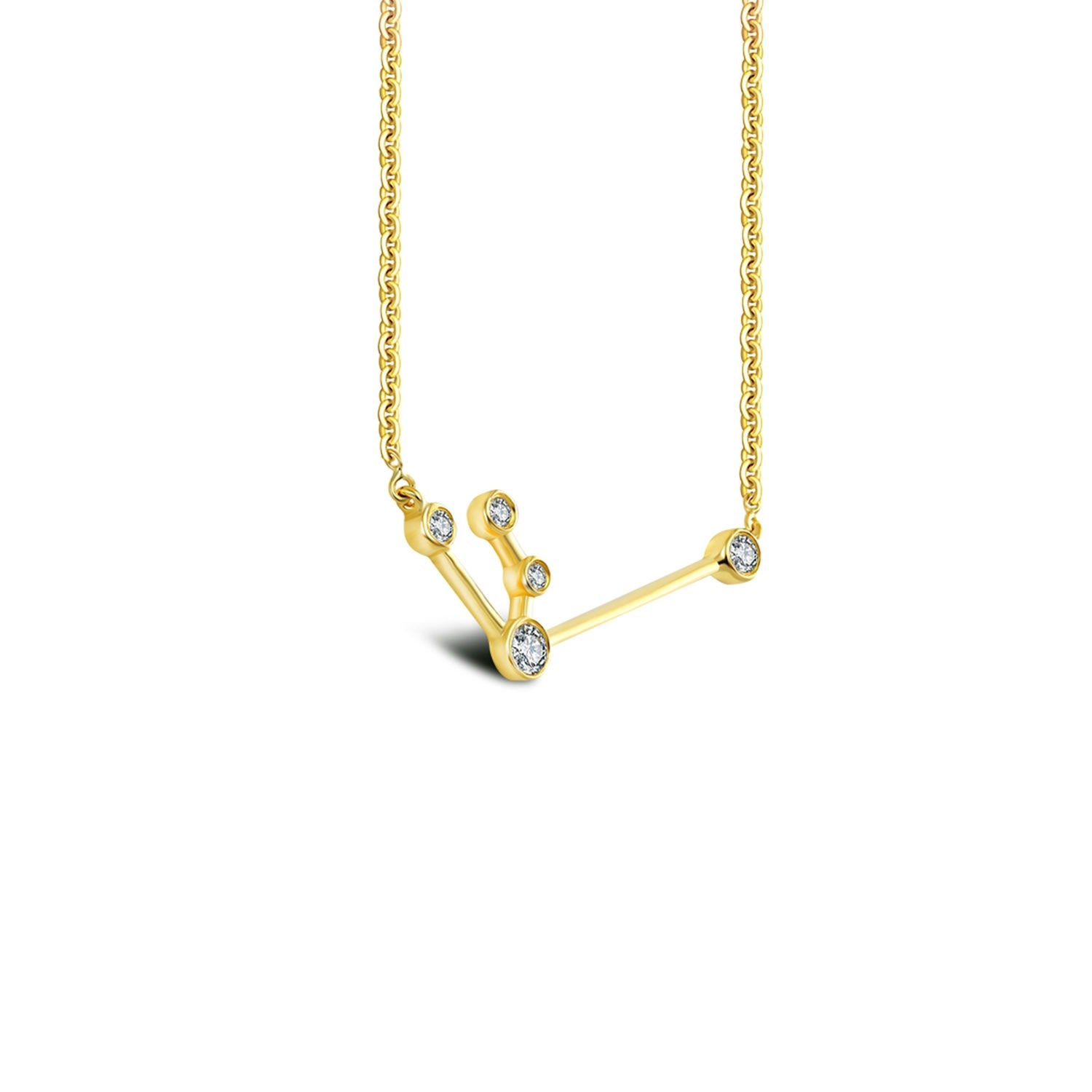 Aquarius Zodiac Constellation Necklace 18K Yellow Gold & Diamond