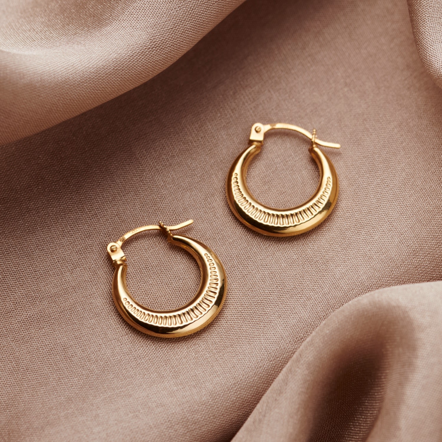 Crescent Moon Creole Gold Hoop Earrings