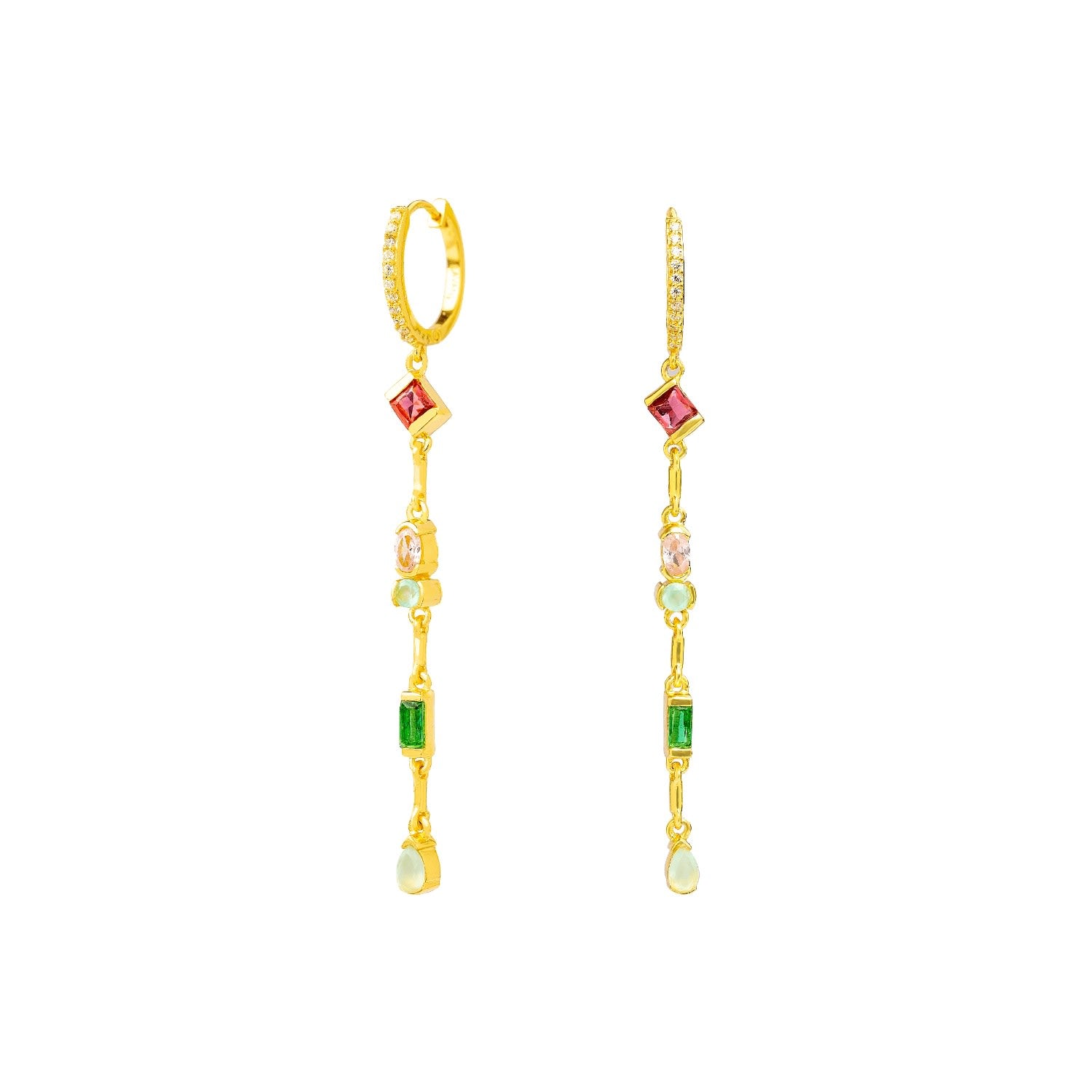 Multicolored & Gold Plated Mystere Hoop Earrings With Pendant