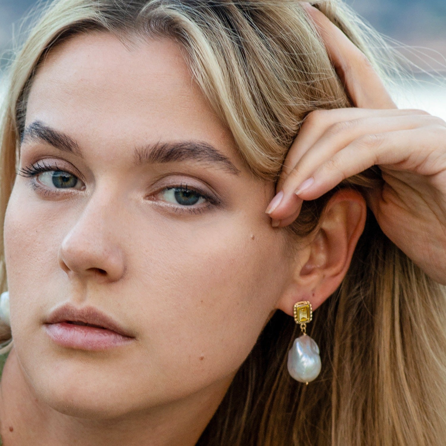 Luccichio Gold Vermeil Citrine & Pearl Earrings