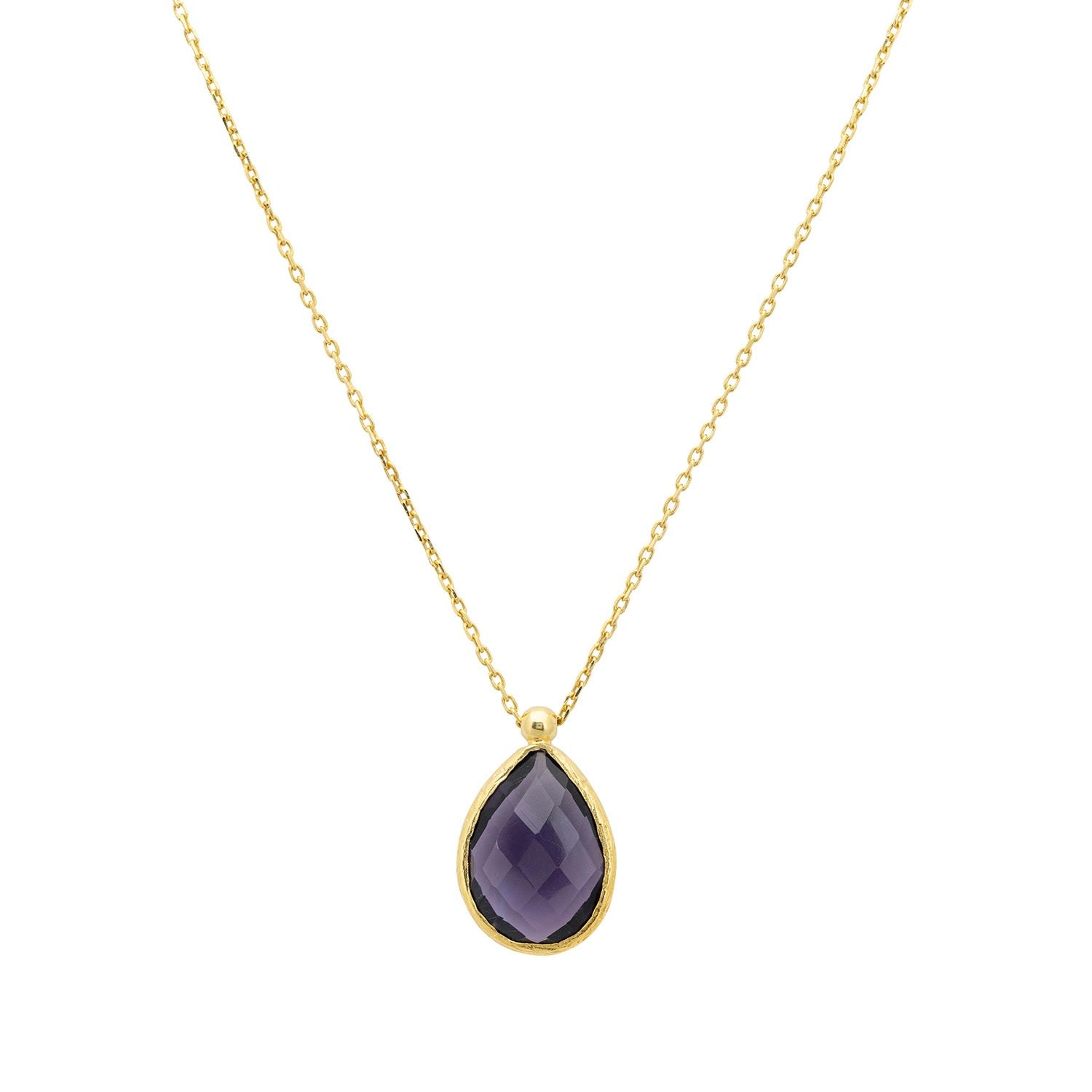 Petite Drop Necklace Gold Amethyst Hydro