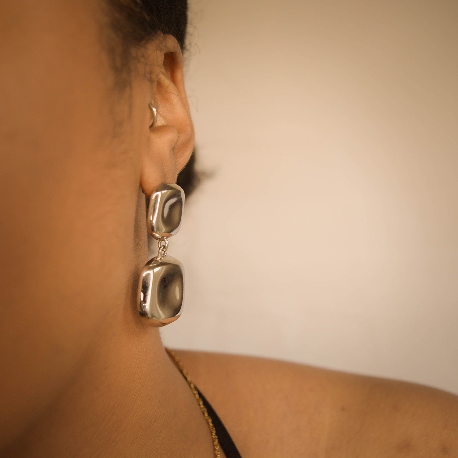 Double Drop Gold Earrings