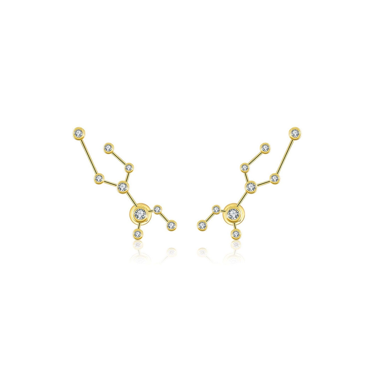 Virgo Zodiac Constellation Earring 18K Yellow Gold & Diamond