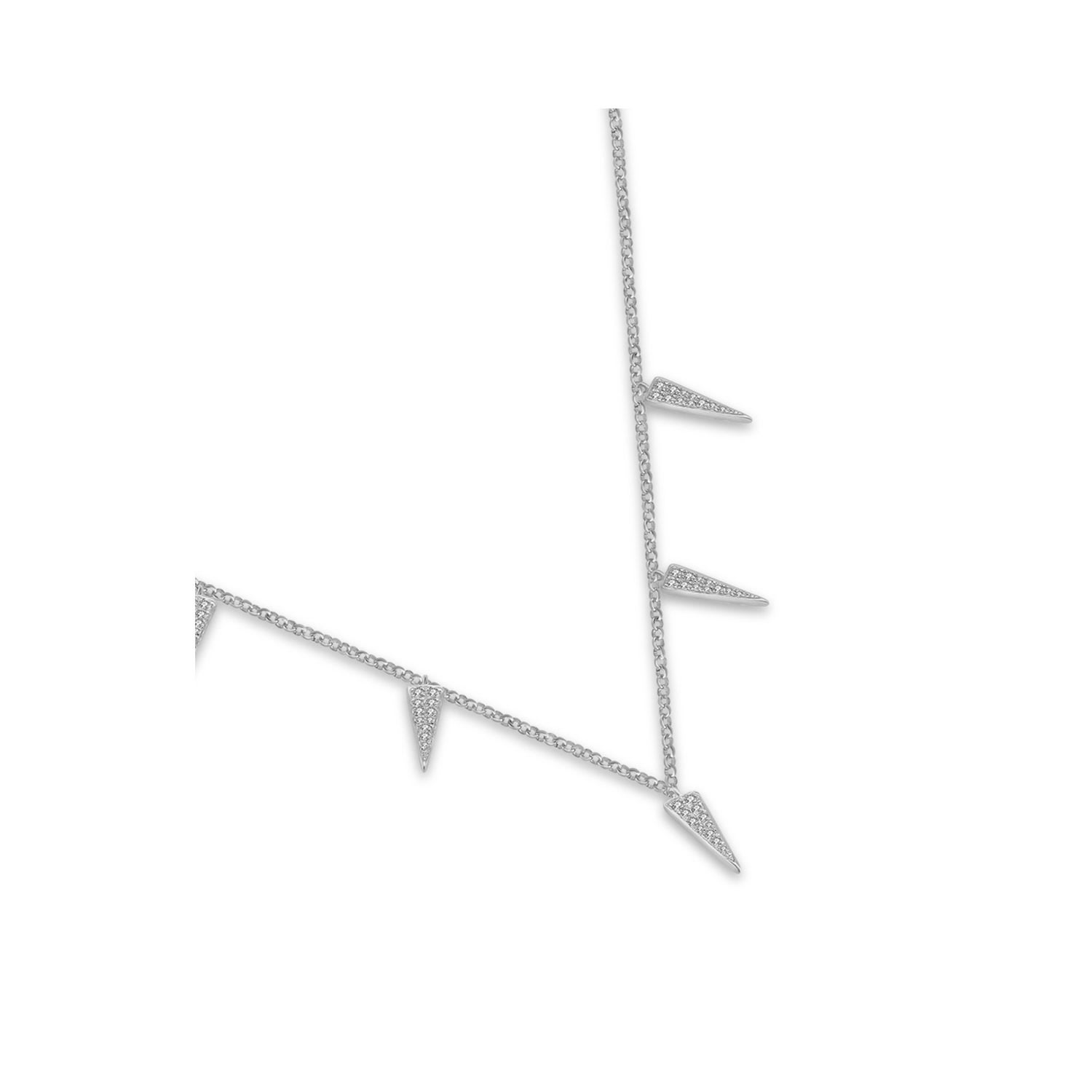 18K White Gold Triangle Shape Diamond Necklace Choker