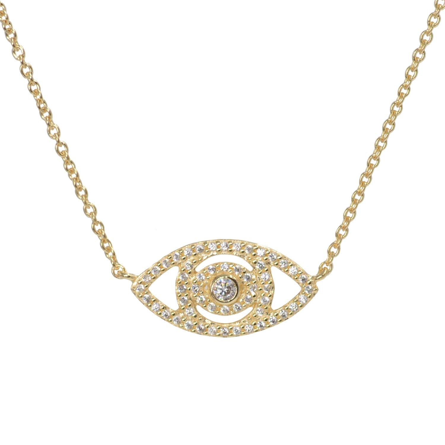 Evil Eye Crystal Necklace Gold