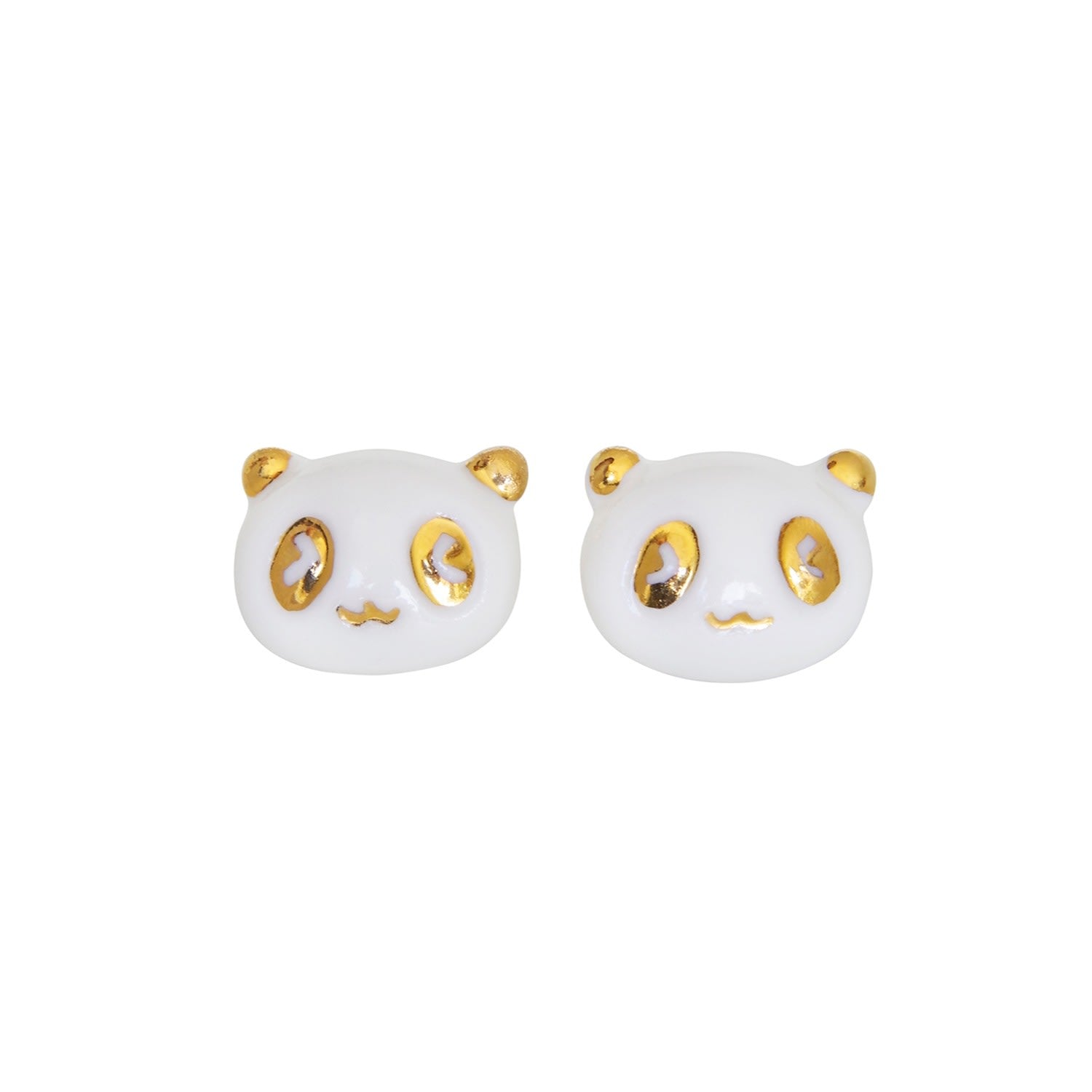 Porcelain Lucky Panda Stud Earrings