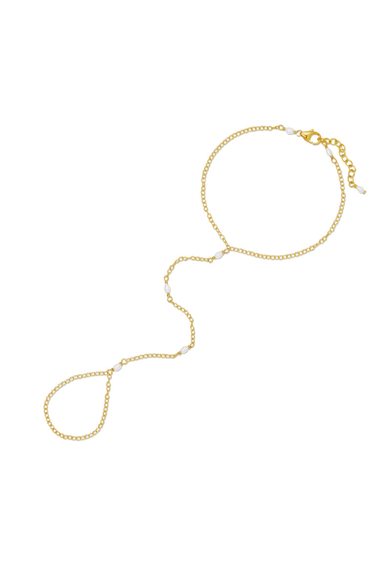 Sophia Pearl & Gold Hand Chain
