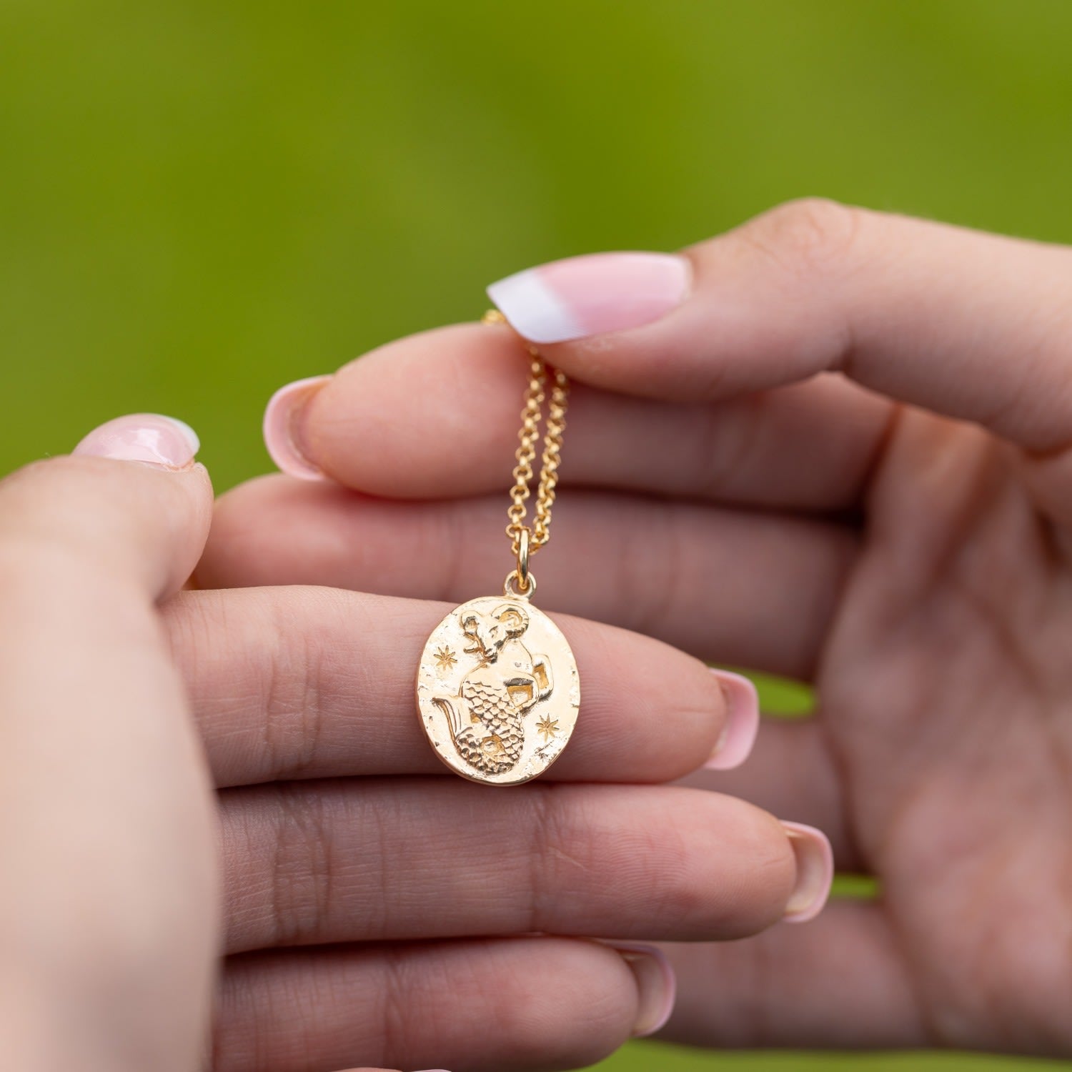 Gold Capricorn Zodiac Charm Necklace