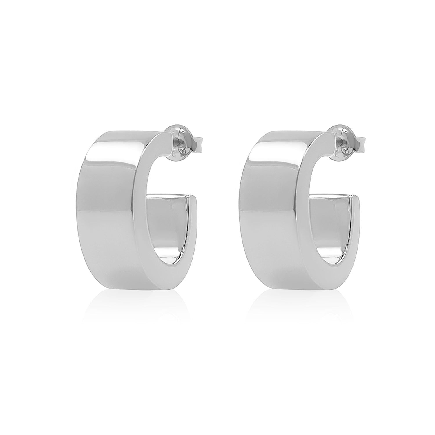 Silver Chunky Oval Hoop Earrings