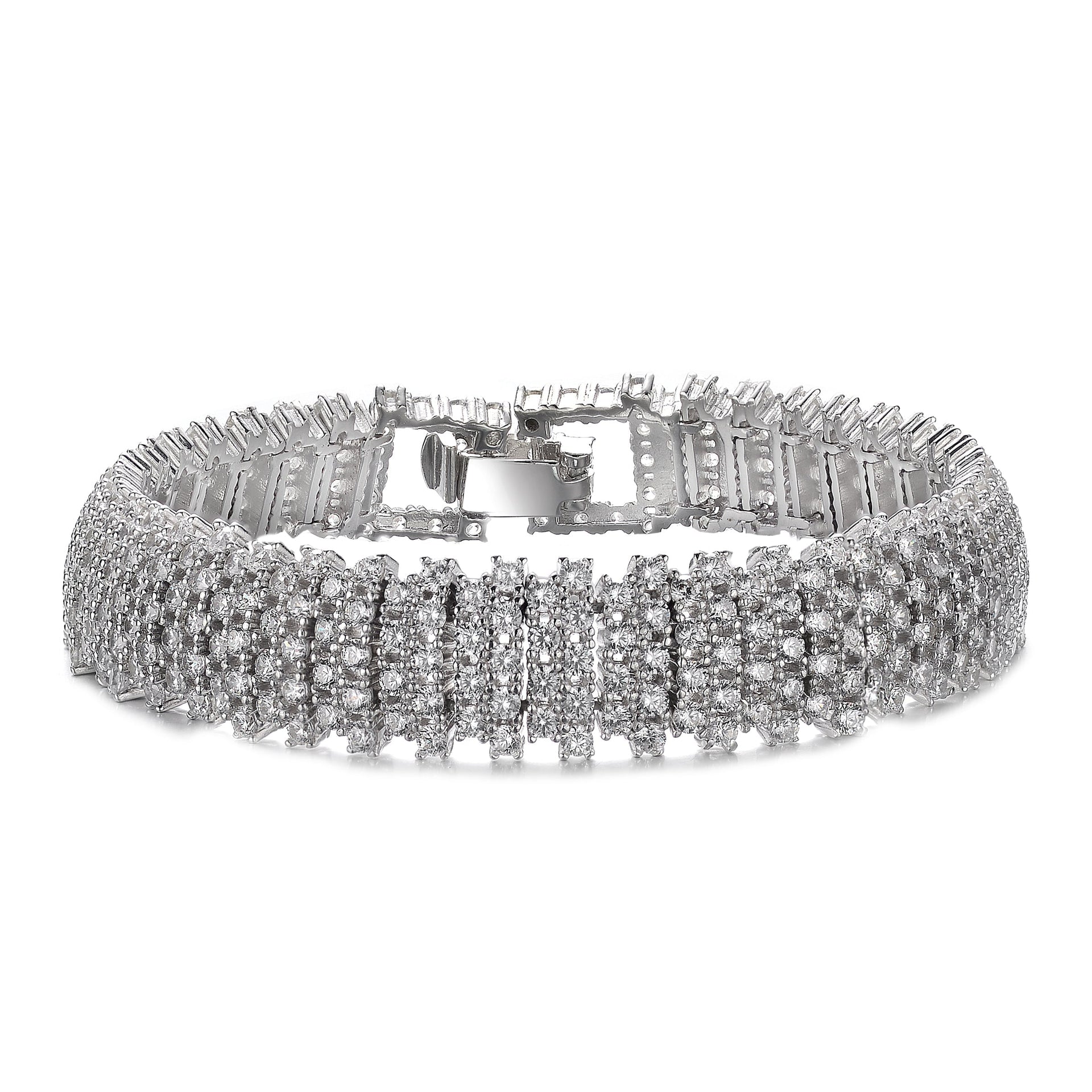 Rachel Glauber Elegant White Gold Plated Link Bracelet