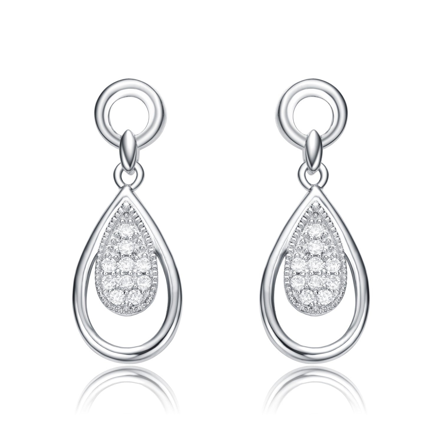 Rachel Glauber Stunning White Gold Plated Cubic Zirconia Pear Drop Earrings